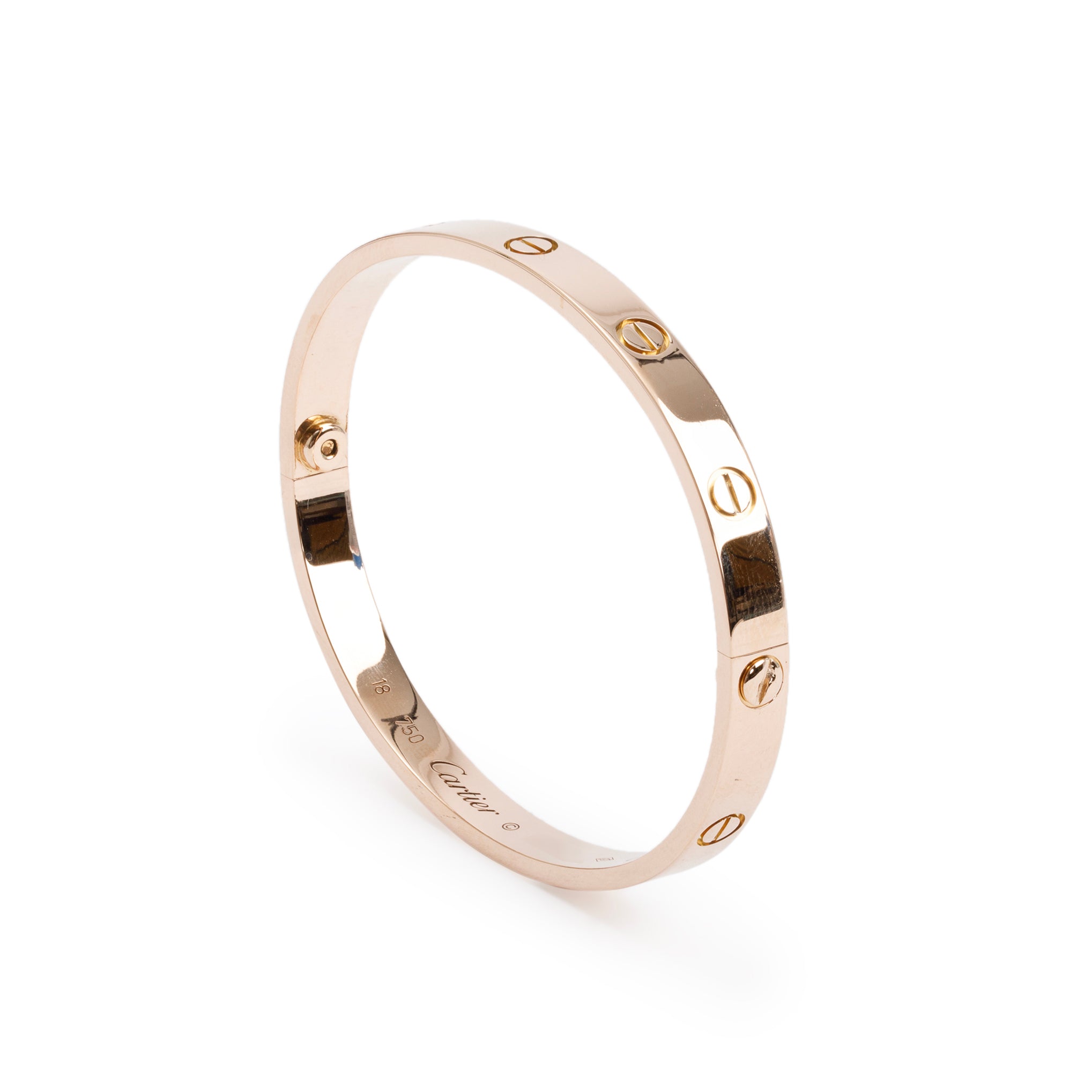 Cartier 18k Rose Gold Love Bracelet, Size 18 w/ Box & Certificate