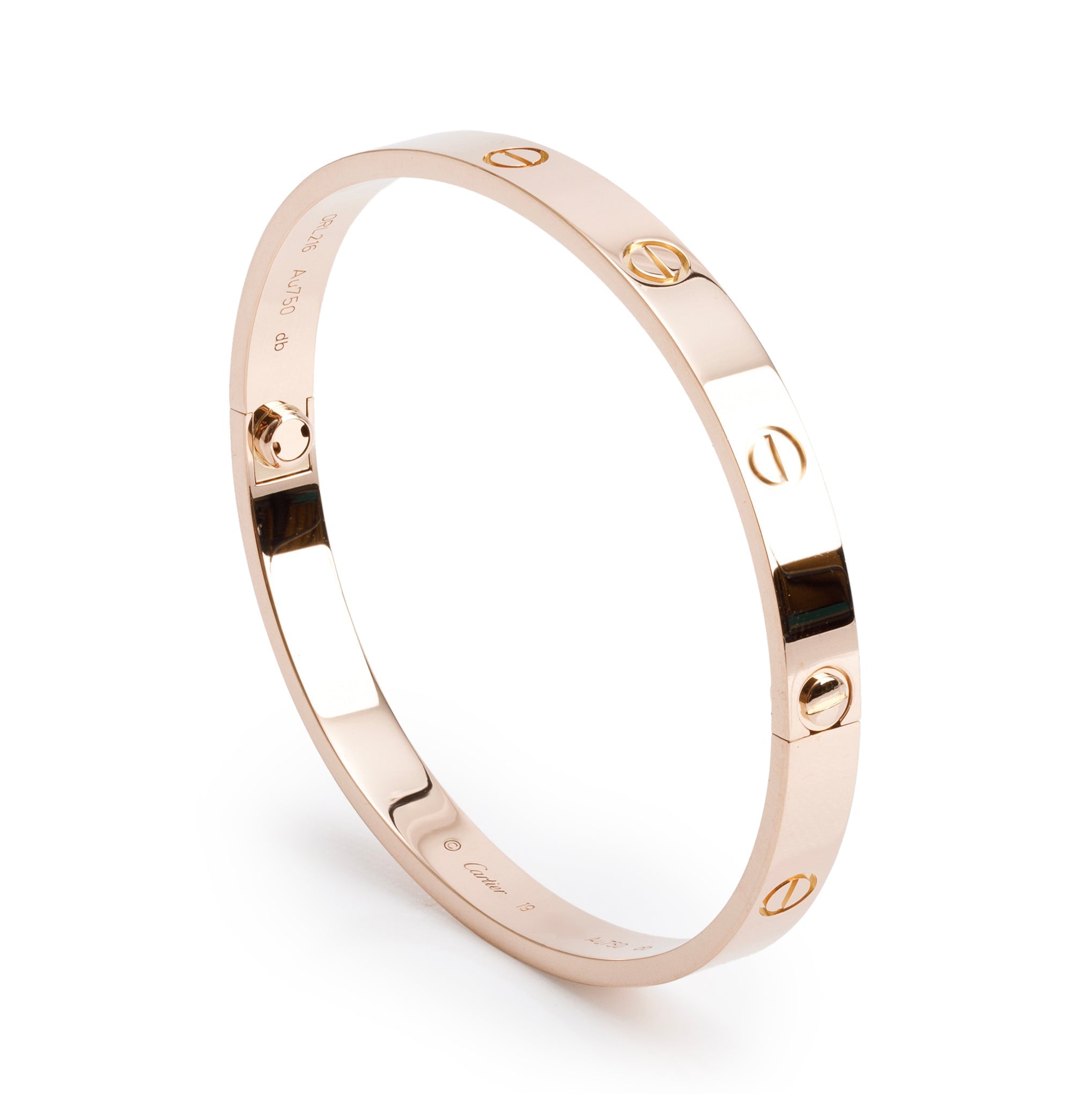 Cartier 18k Rose Gold Love Bracelet, Size 19 w/ Box & Certificate