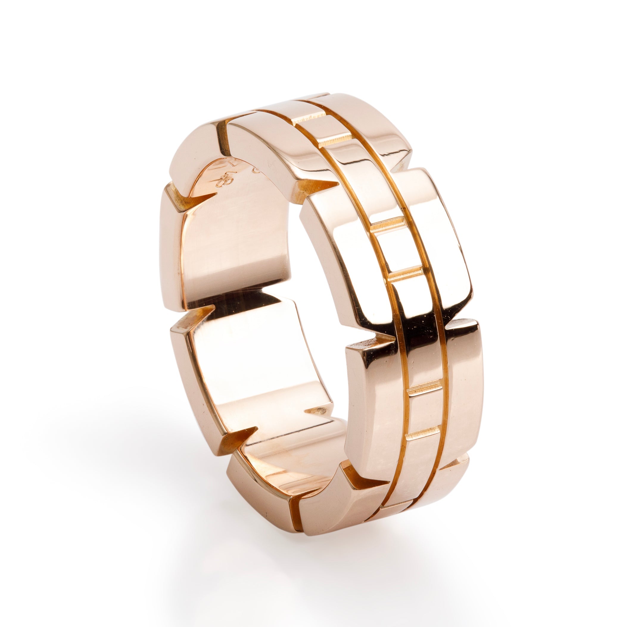 Cartier 18k Rose Gold Tank Francaise Ring, Size 48 4.5 w/ Box
