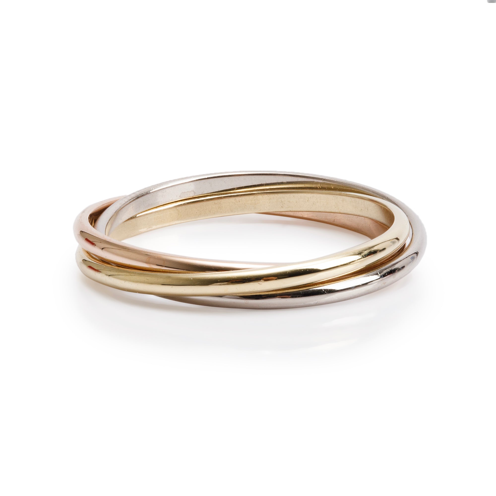 Cartier 18k Tri-Gold Trinity Rolling Ring, XS Model, Size 59 8.75 w/ Certificate & Receipt