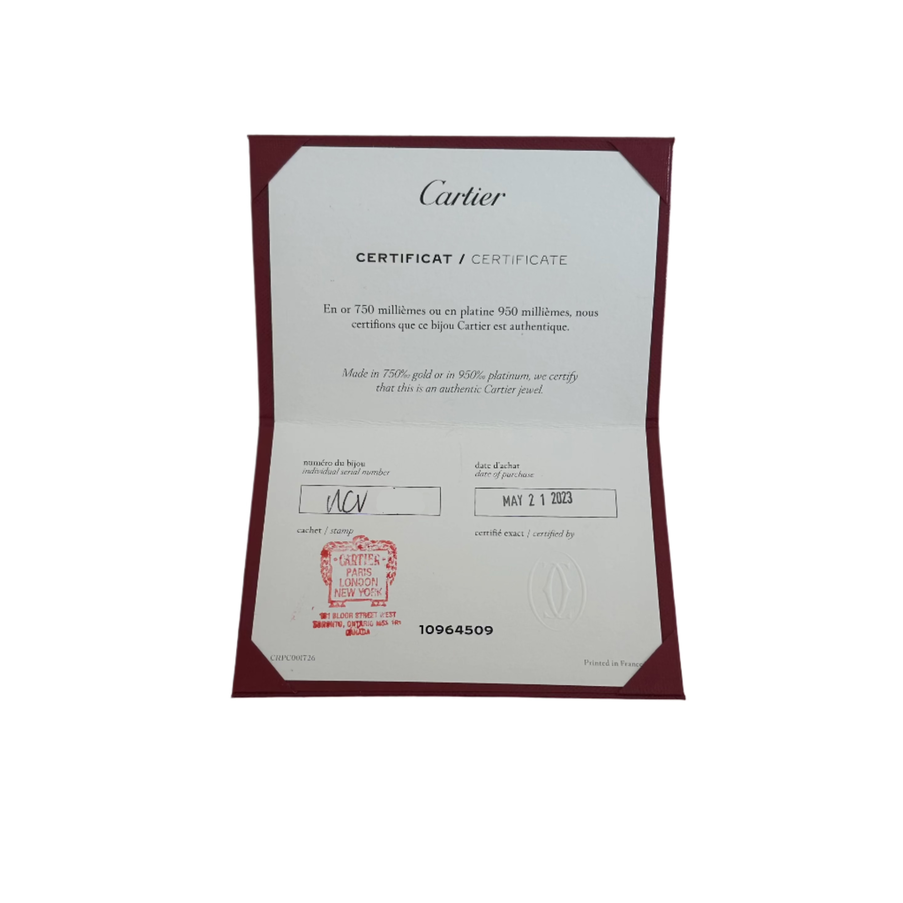 Cartier 18k Tri-Gold Vendome Louis Cartier 4.8 MM Wedding Band Ring, Size 61 9.75 w/ Certificate & Receipt
