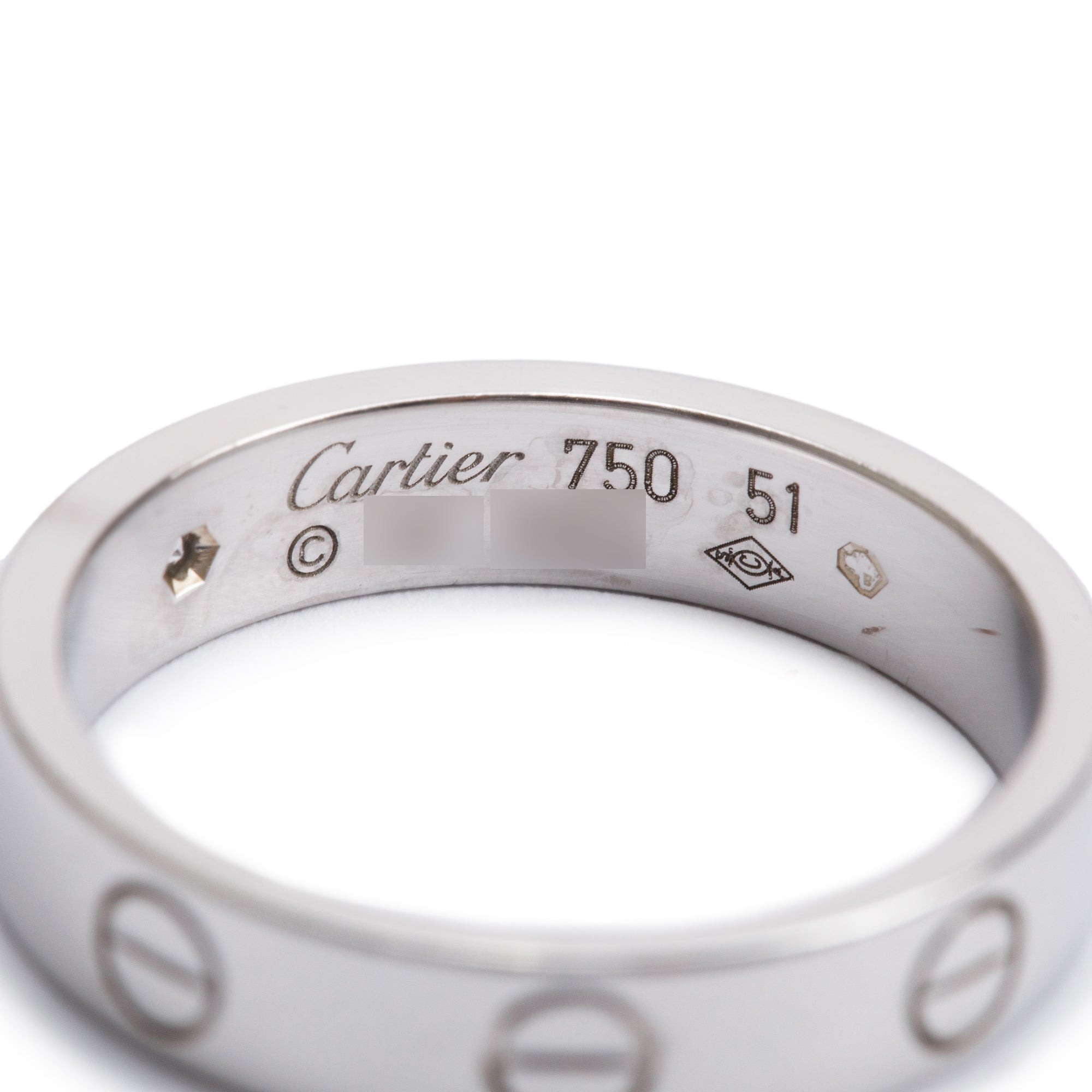 Cartier 18k White Gold 1 Diamond 4 MM Love Wedding Band Ring, Size 51 5.75 w/ Certificate