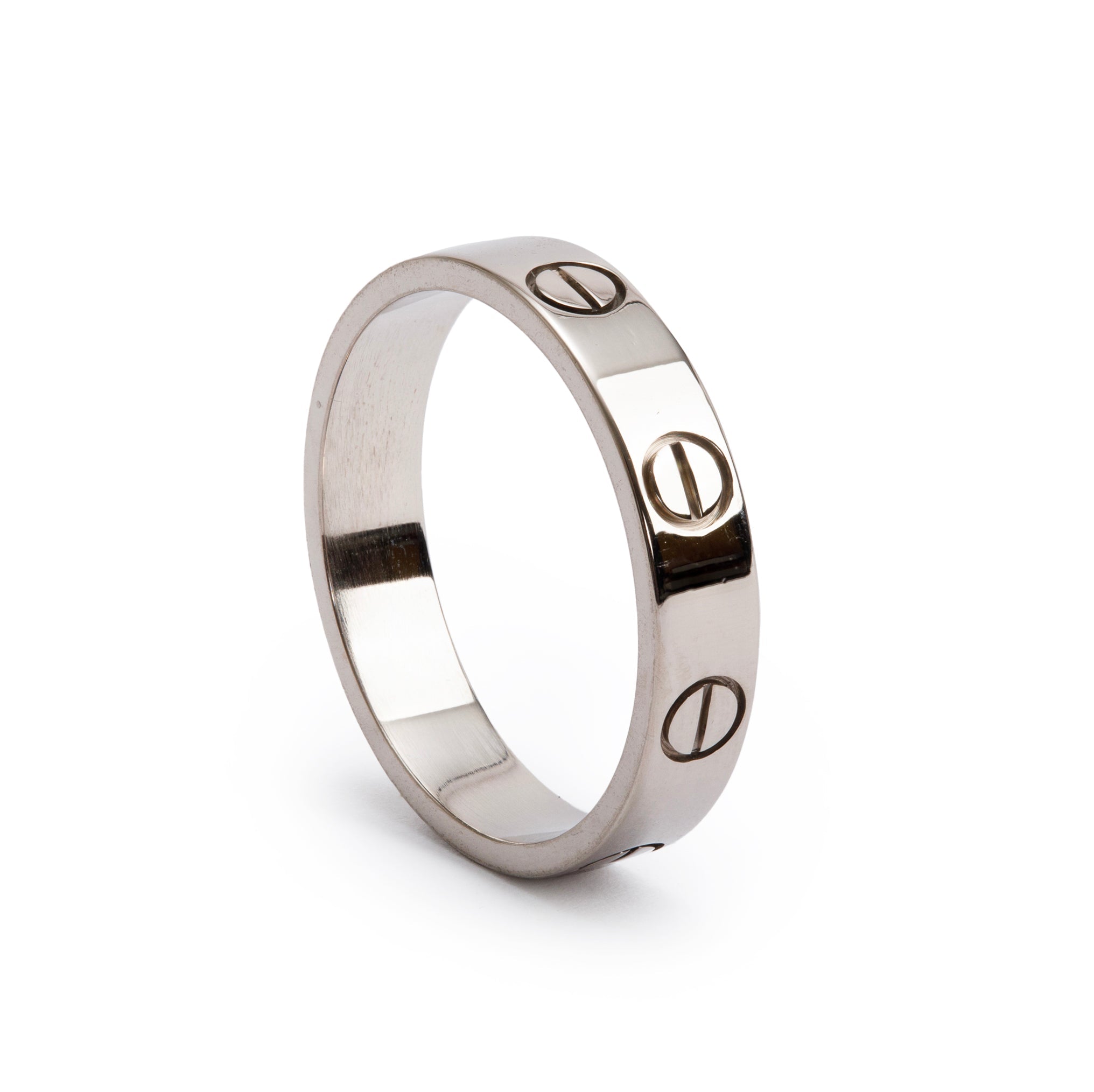 Cartier 18k White Gold 3.6 MM Love Wedding Band Ring, Size 50 5.25