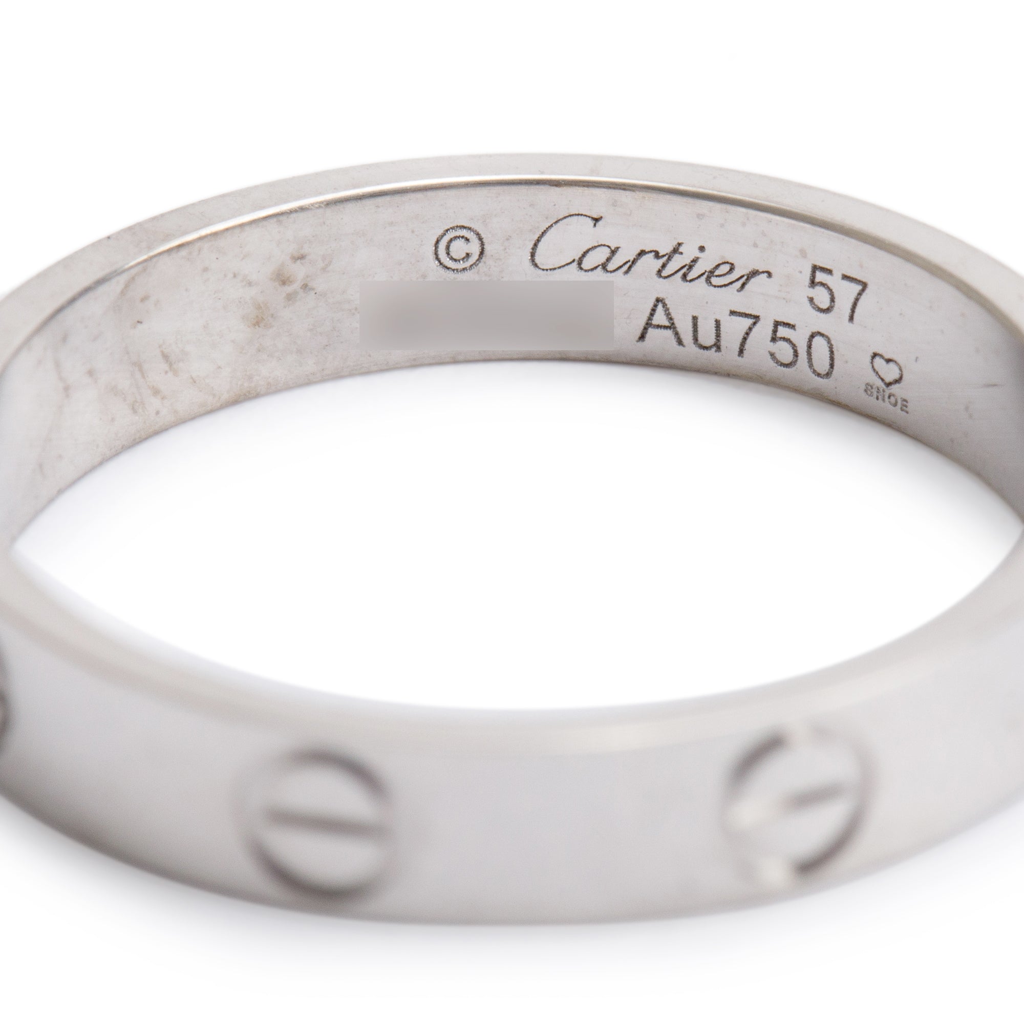 Cartier 18k White Gold 3.6 MM Love Wedding Band Ring, Size 57 8 w/ Box