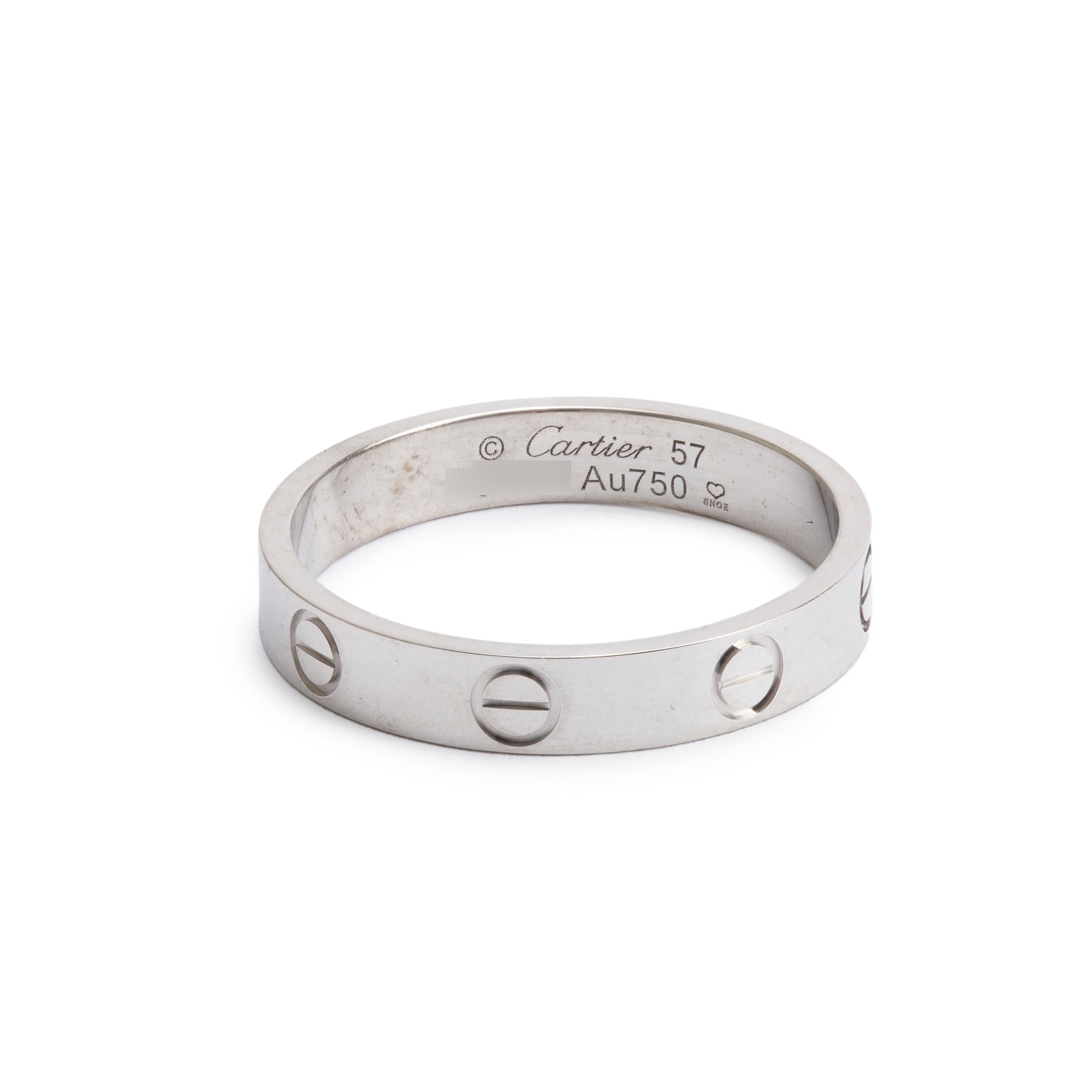 Cartier 18k White Gold 3.6 MM Love Wedding Band Ring, Size 57 8 w/ Box