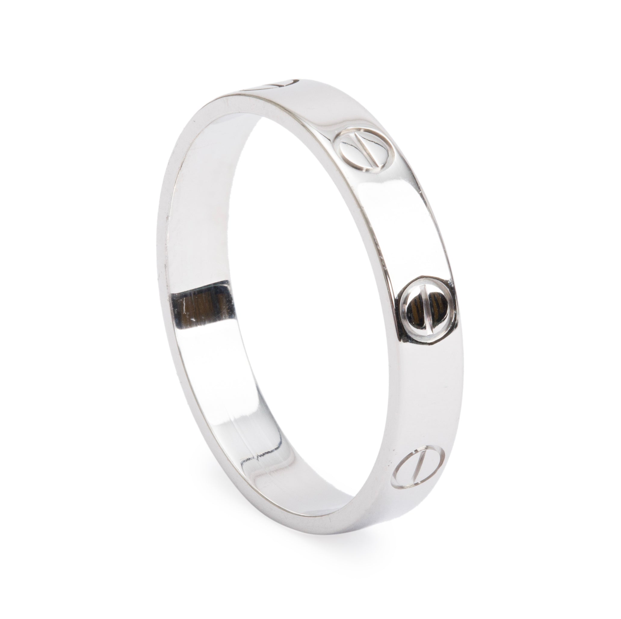 Cartier 18k White Gold 3.6 MM Love Wedding Band Ring, Size 59 8.75 w/ Box & Certificate