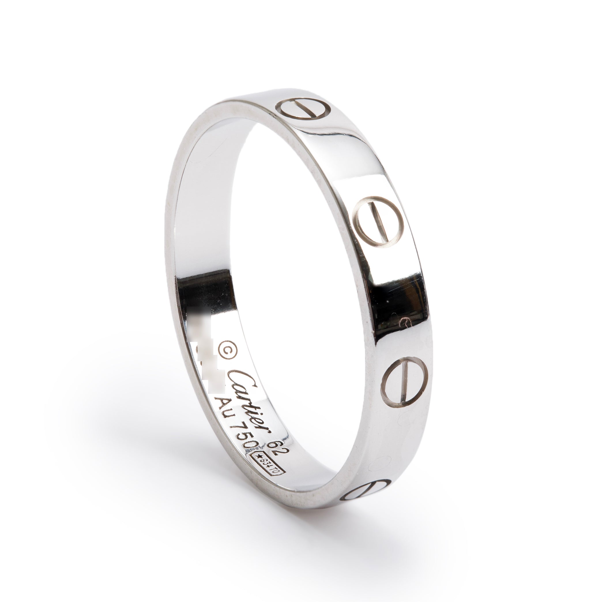 Cartier 18k White Gold 3.6 MM Love Wedding Band Ring, Size 62 10