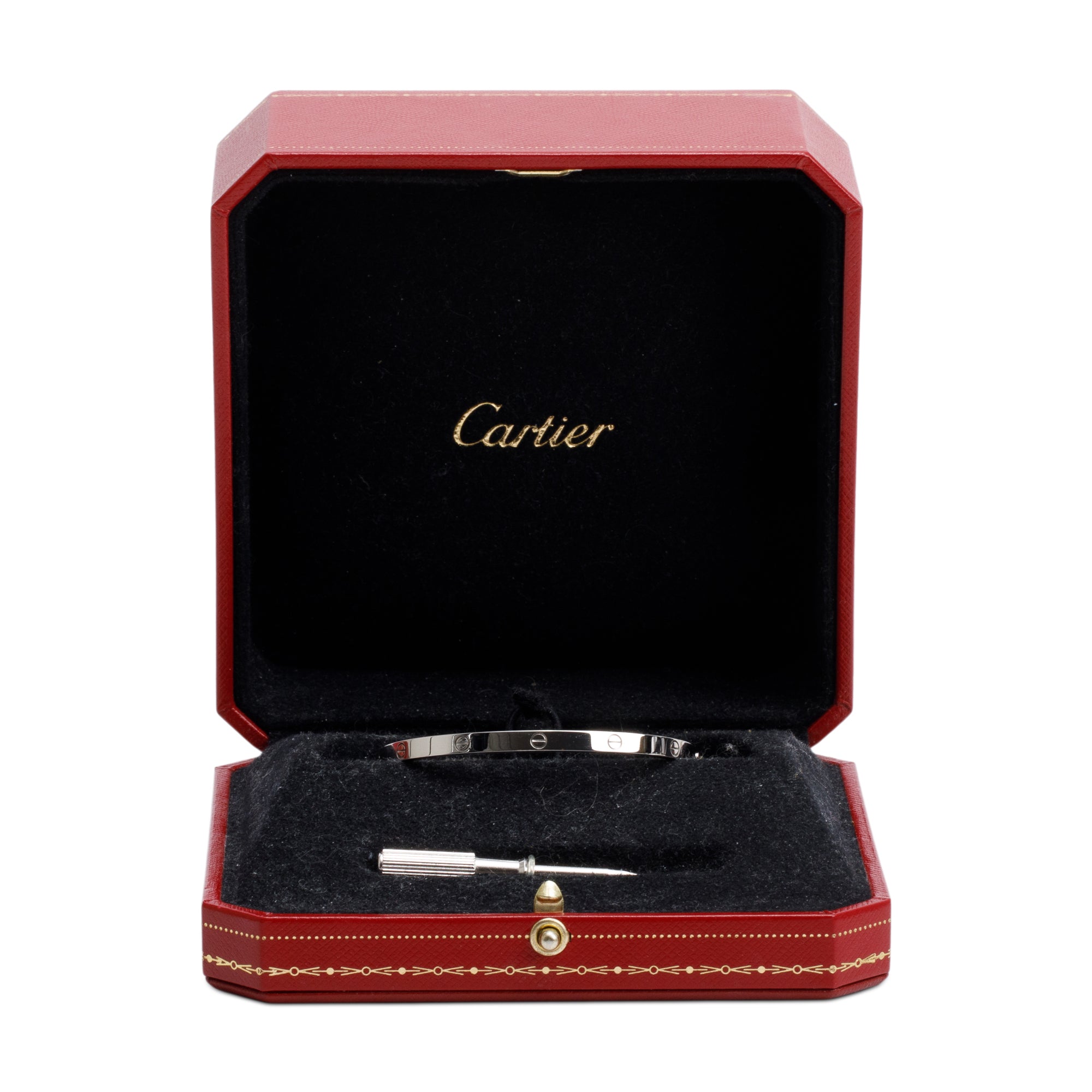 Cartier 18k White Gold 3.65 MM Love Bracelet, Small Model, Size 16 w/ Box