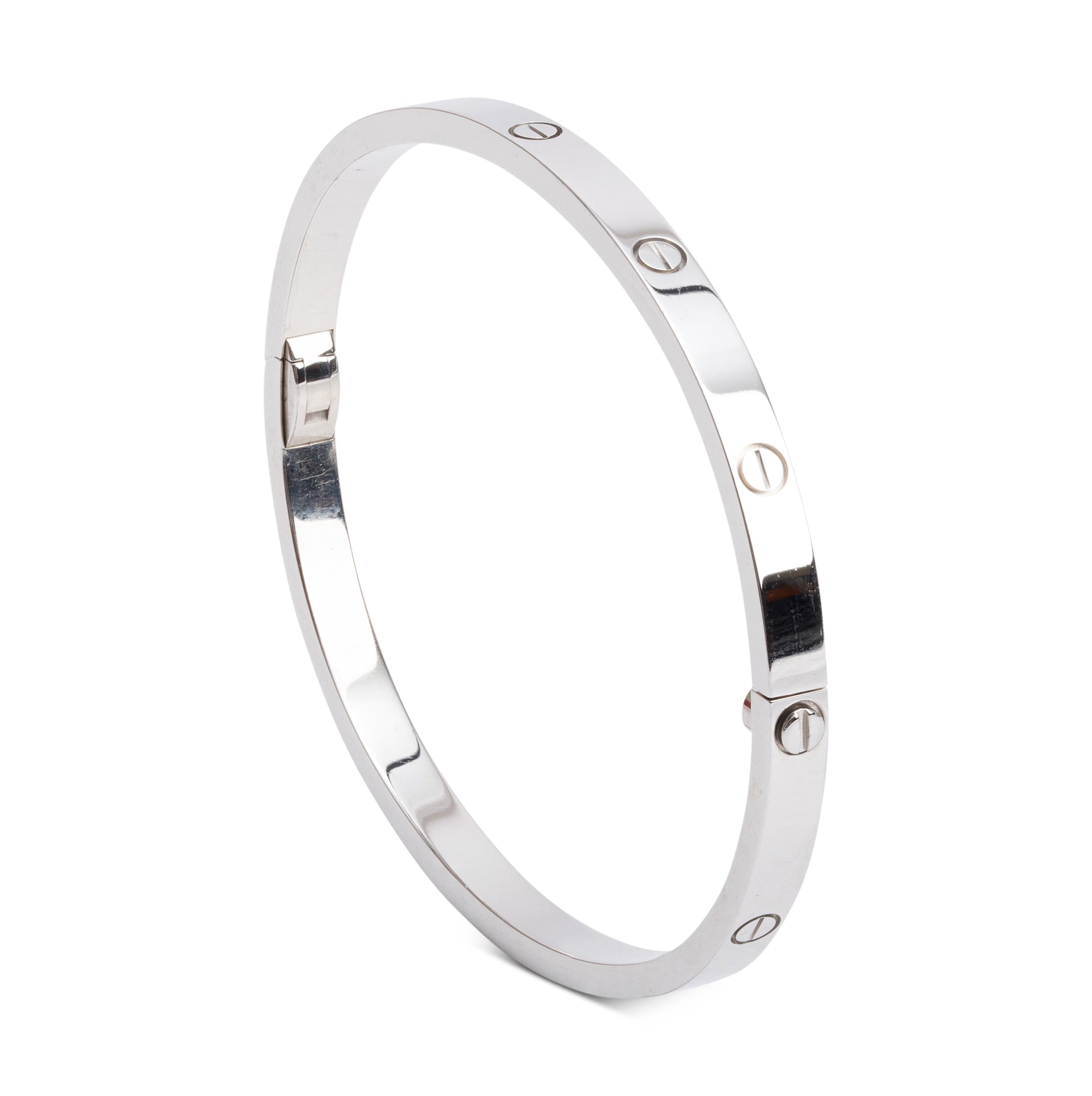 Cartier 18k White Gold 3.65 MM Love Bracelet, Small Model, Size 16 w/ Box