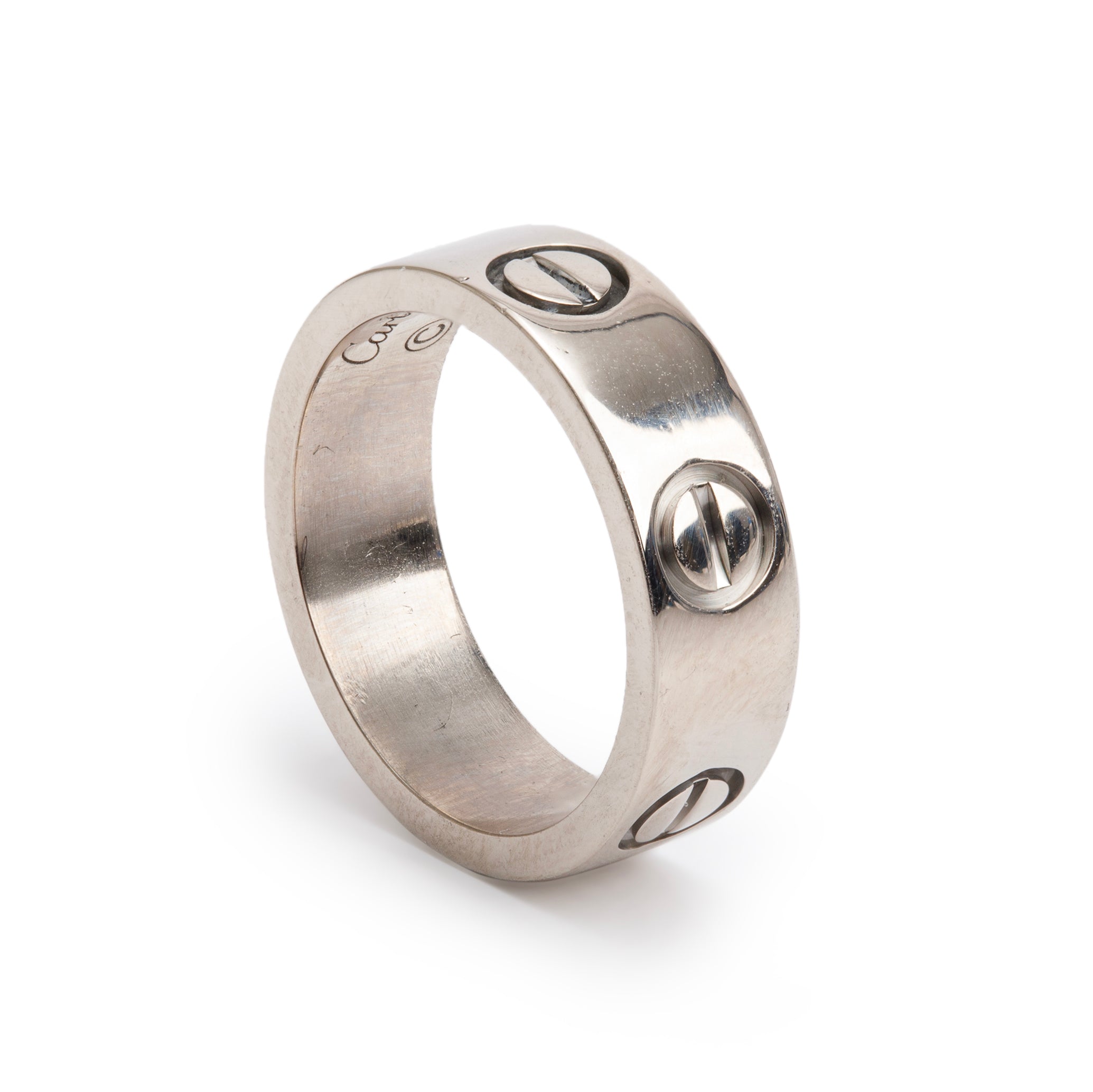 Cartier 18k White Gold 5.5 MM Love Ring, Size 46 3.75