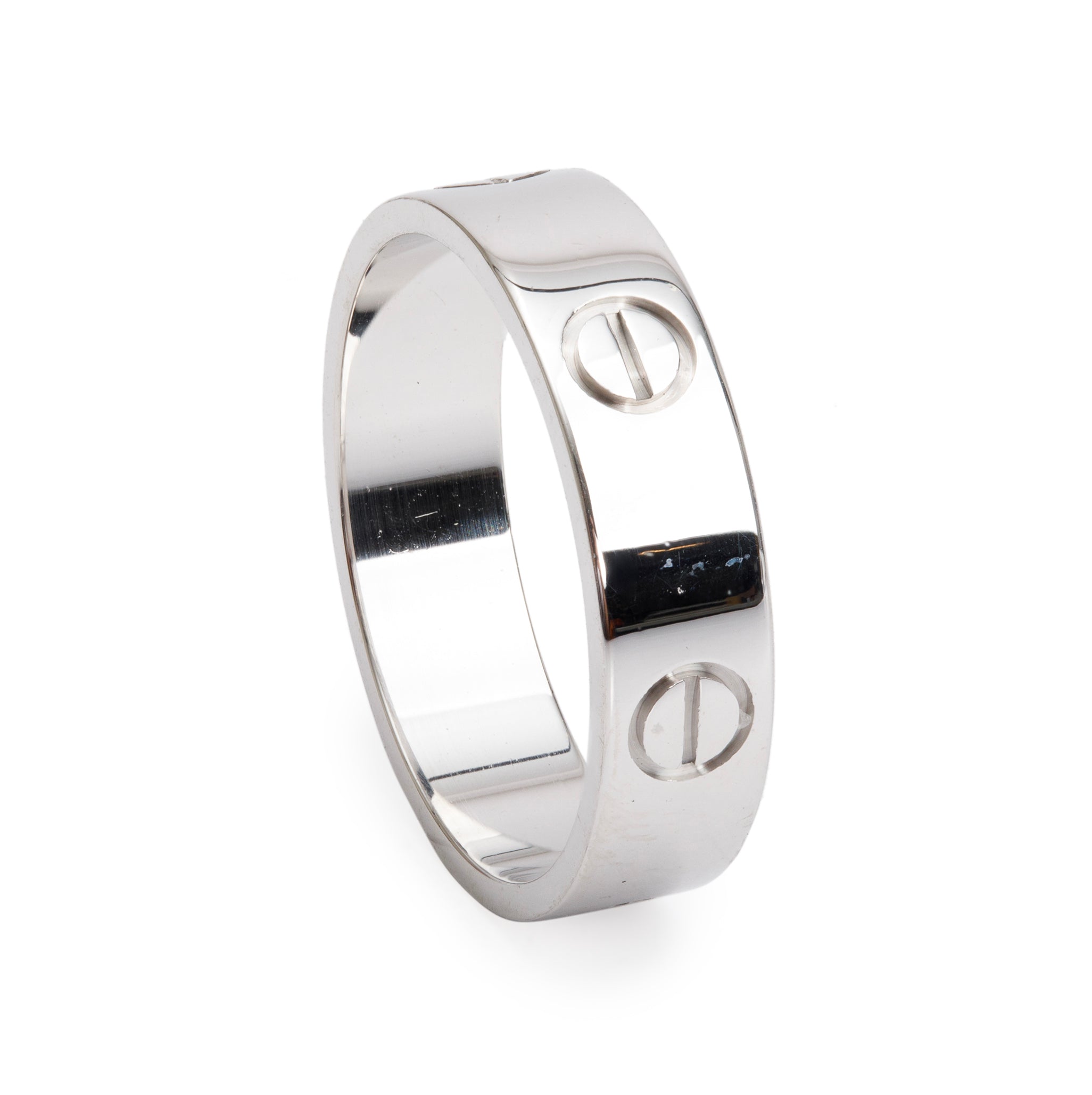 Cartier 18k White Gold 5.5 MM Love Ring, Size 60 9.25