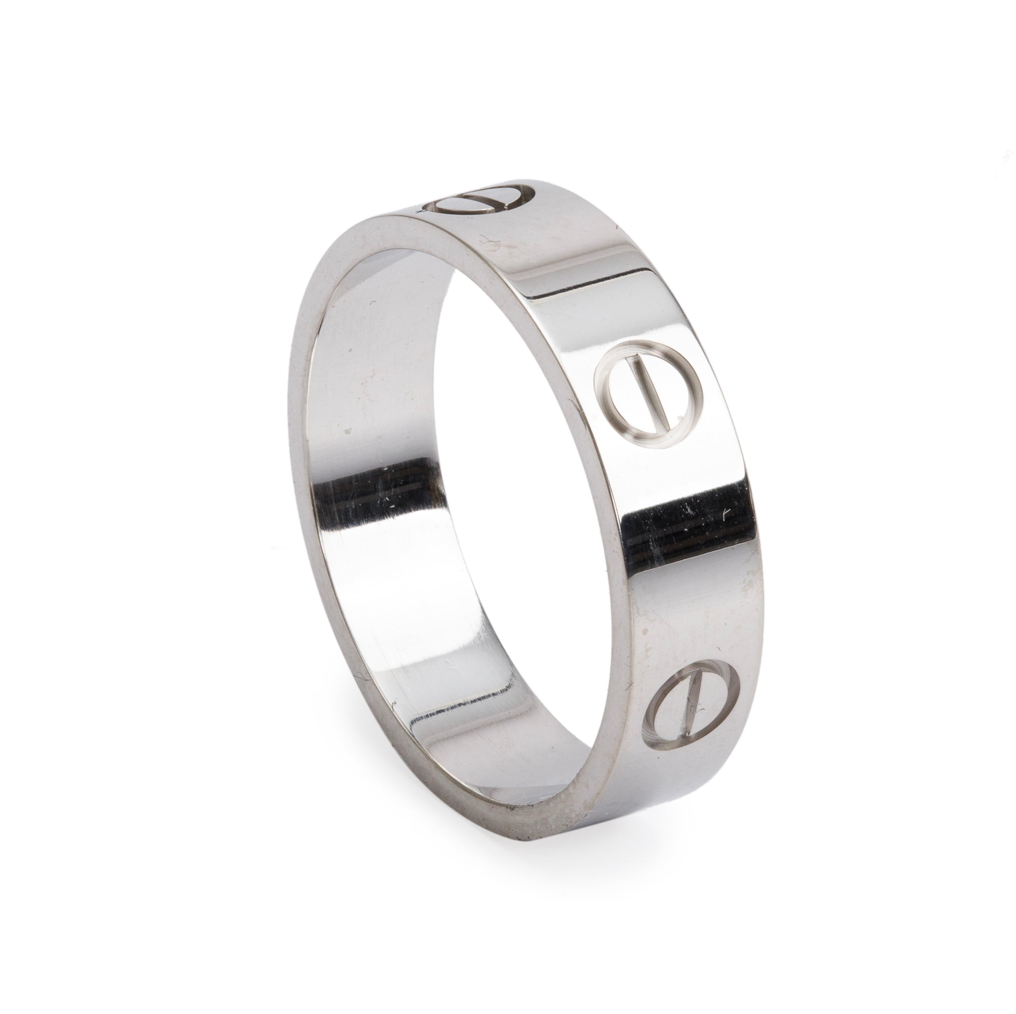 Cartier 18k White Gold 5.5 MM Love Ring, Size 62 10 w/ Box & Certificate