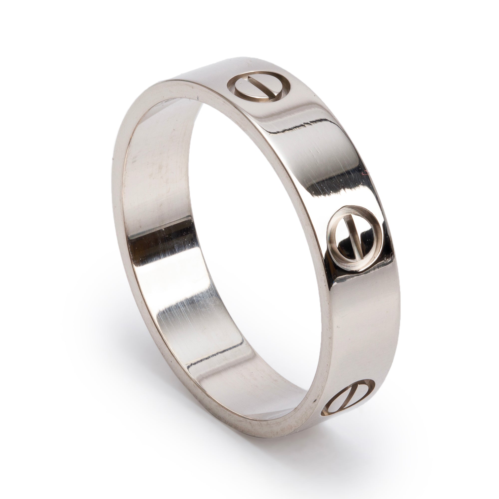 Cartier 18k White Gold 5.5 MM Love Ring, Size 67 12 w/ Box