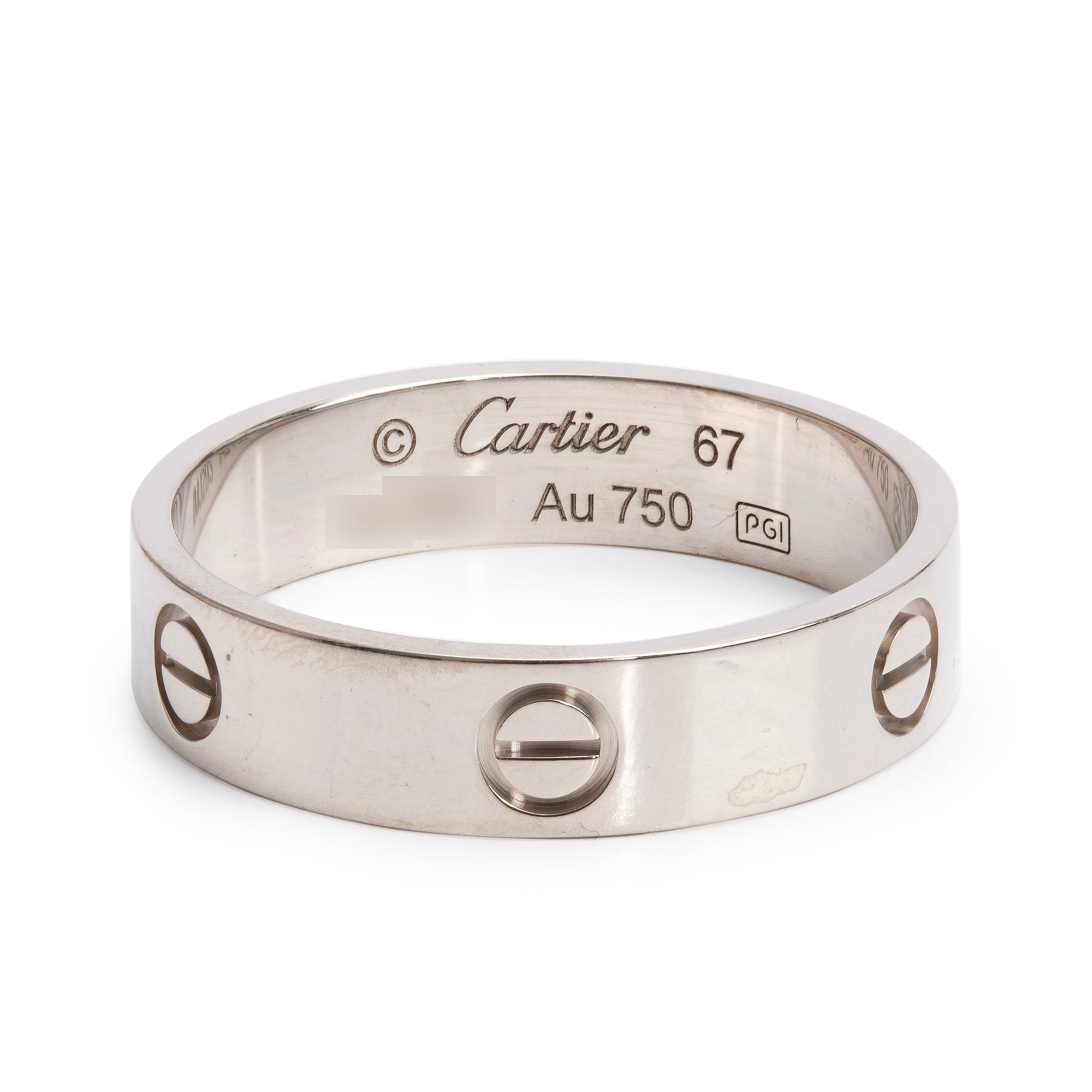 Cartier 18k White Gold 5.5 MM Love Ring, Size 67 12 w/ Box