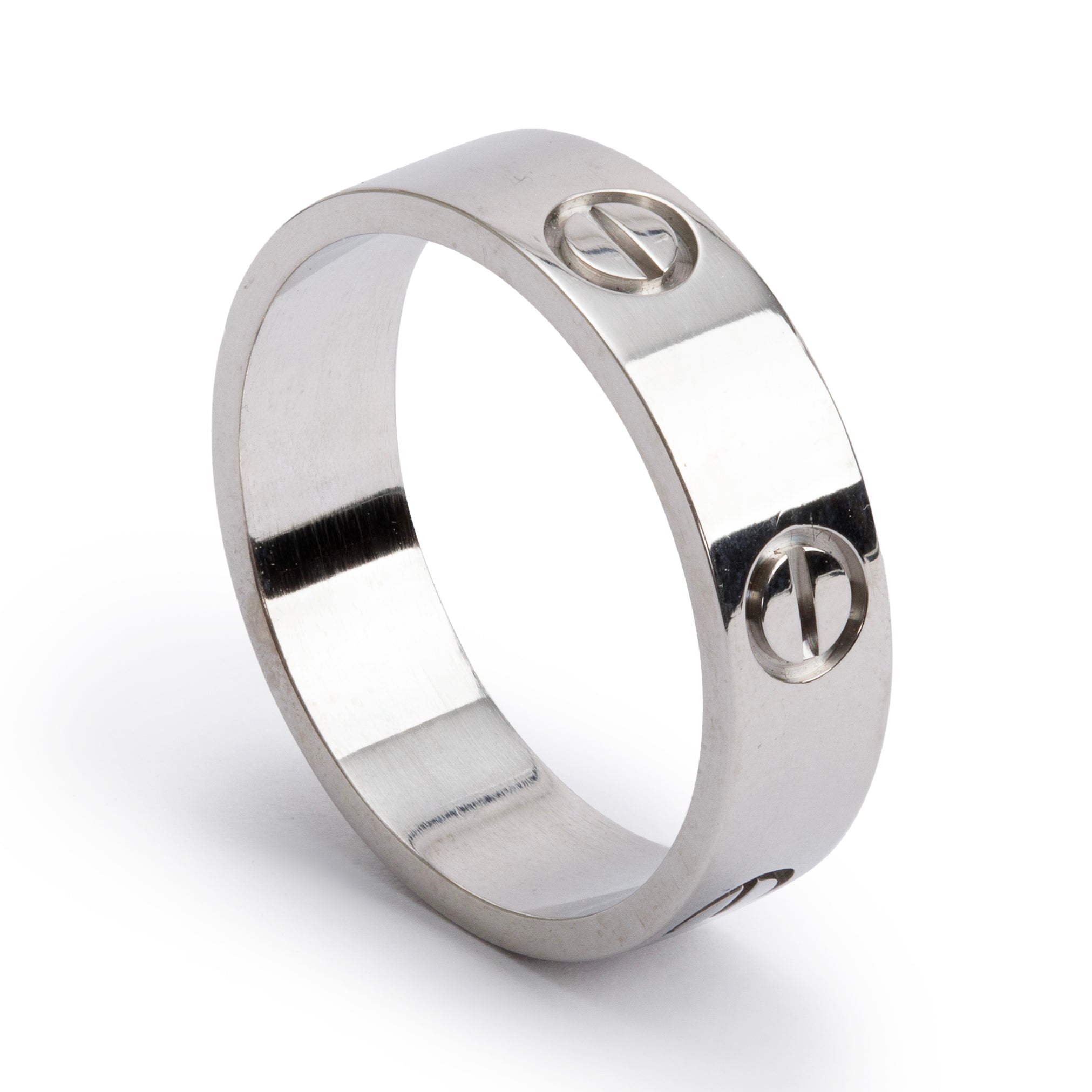 Cartier 18k White Gold 5.5MM Love Ring, Size 58 8.5