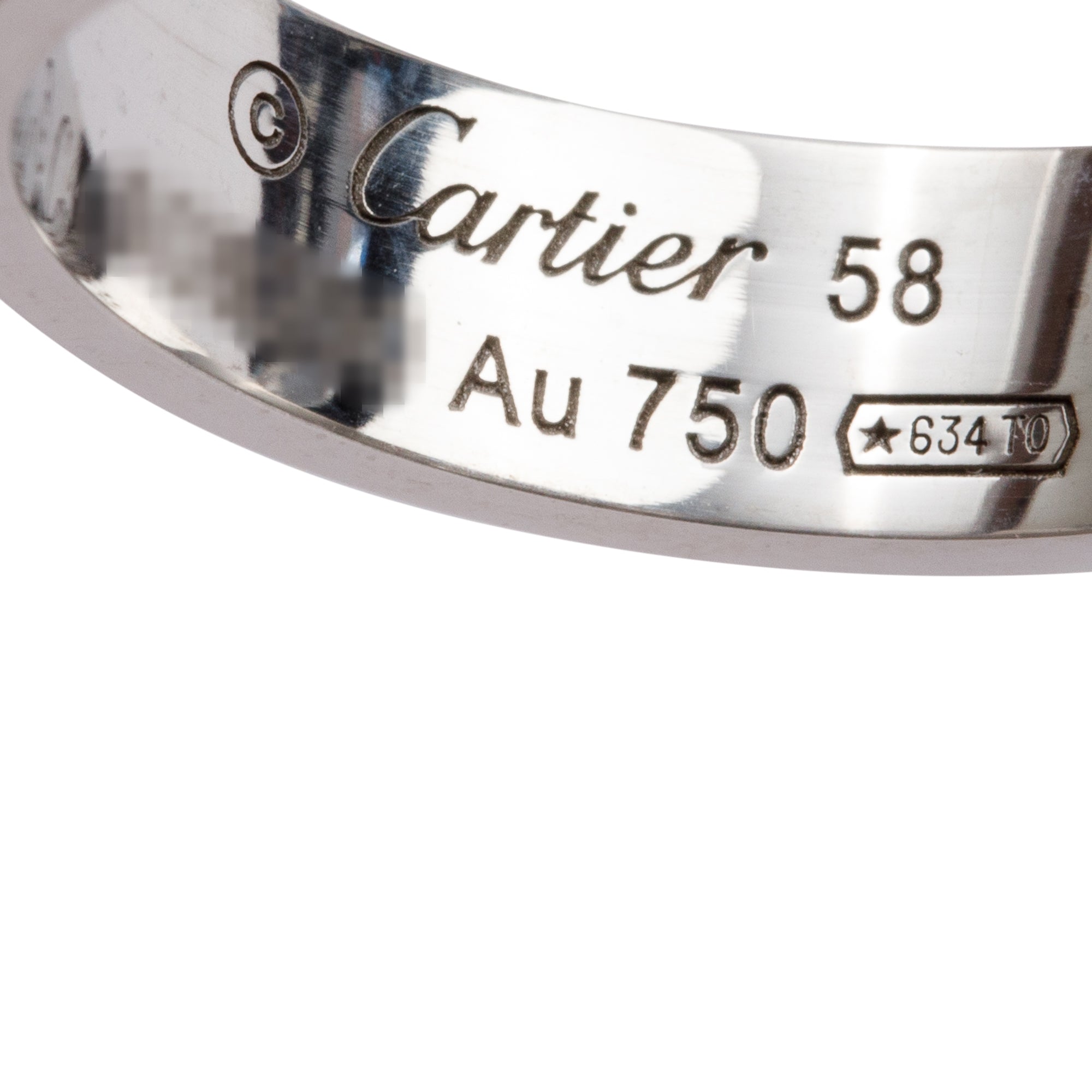 Cartier 18k White Gold 5.5MM Love Ring, Size 58 8.5