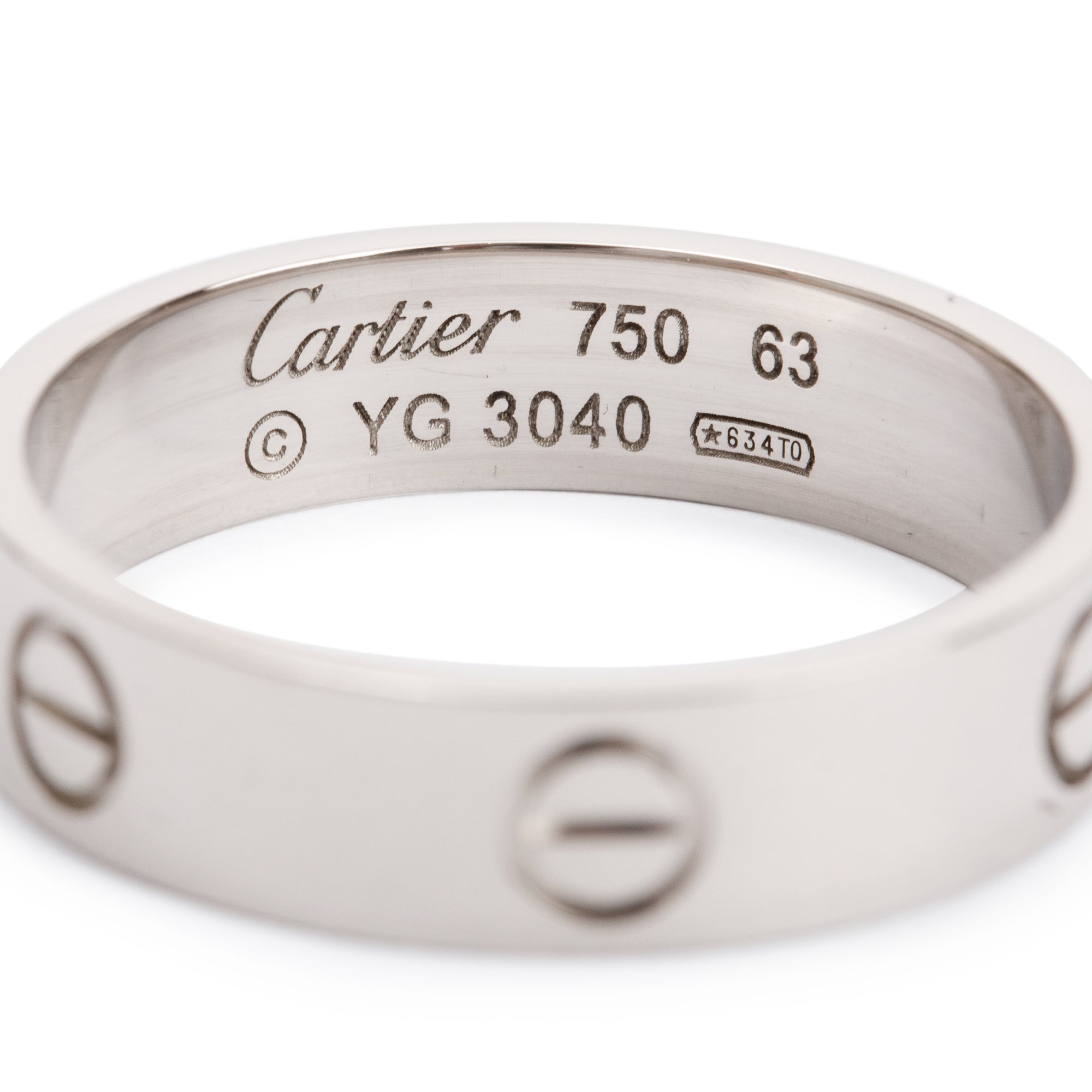 Cartier 18k White Gold 5.5MM Love Ring, Size 63 10.5 w/ Box