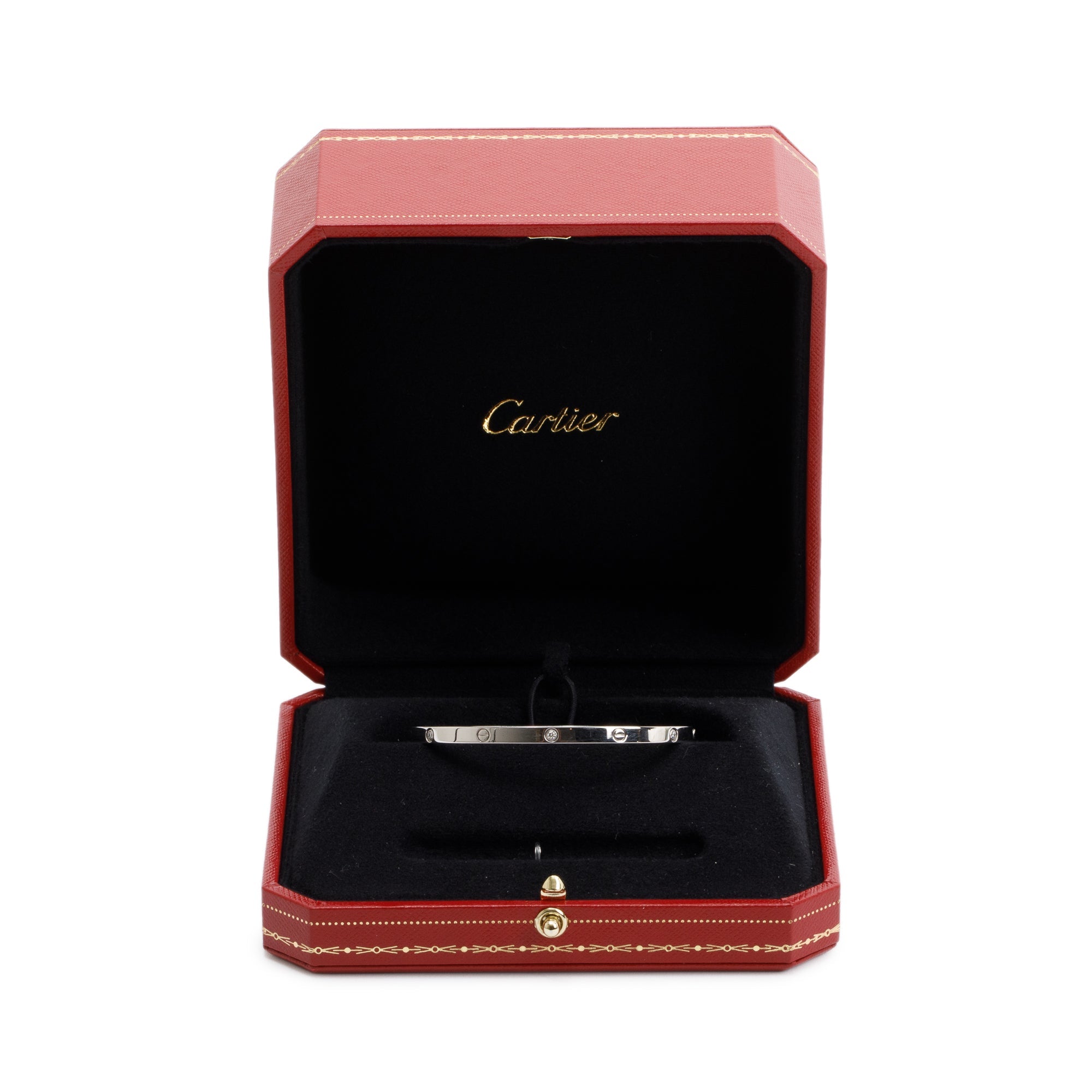 Cartier 18k White Gold 6 Diamond Love Bracelet, Small Model, Size 17 w/ Box & Receipt