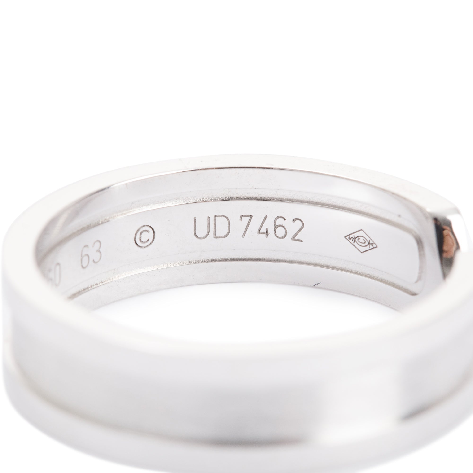 Cartier 18k White Gold 6.5 MM C De Cartier Wedding Band Ring, Size 63 10.5