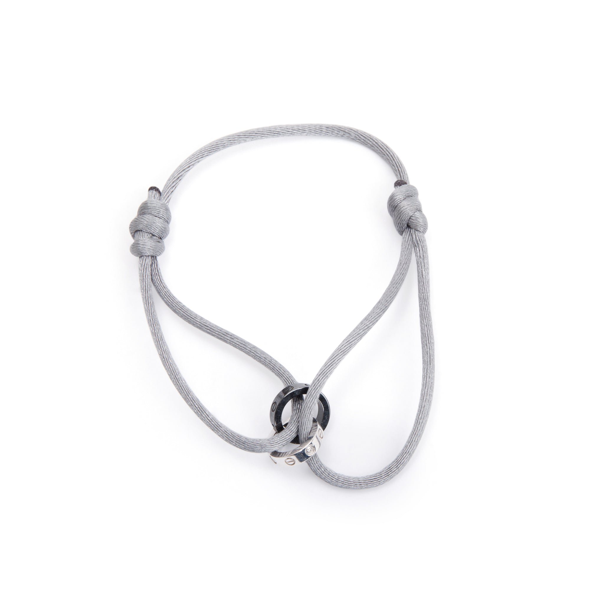 Cartier 18k White Gold & Black Ceramic 4 Diamond Love Cord Bracelet