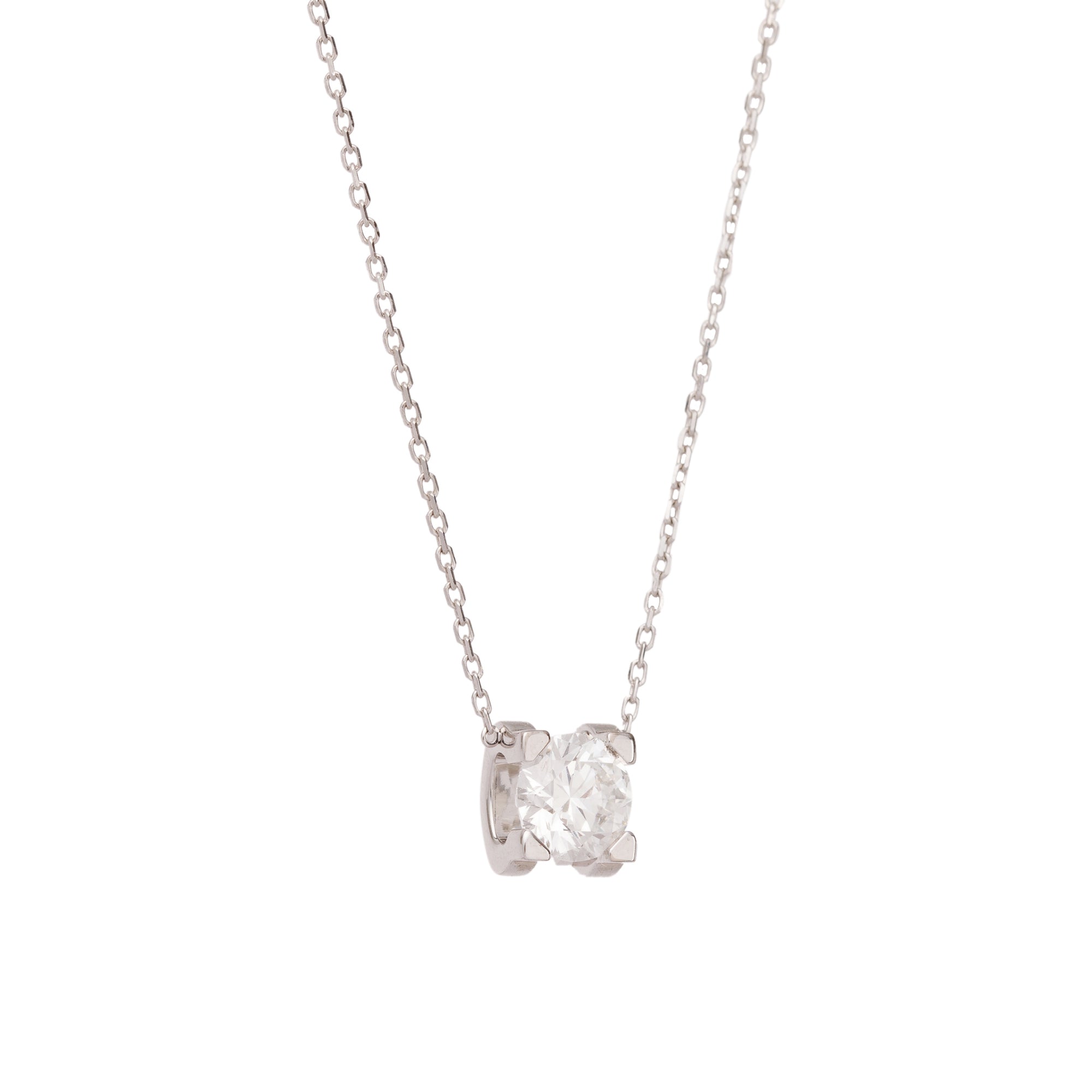 Cartier 18k White Gold C de Cartier 1.09 tcw. Diamond Pendant Necklace w/ GIA Certificate