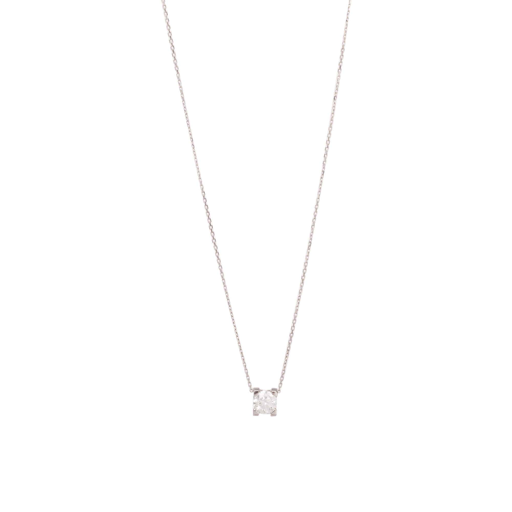Cartier 18k White Gold C de Cartier 1.09 tcw. Diamond Pendant Necklace w/ GIA Certificate