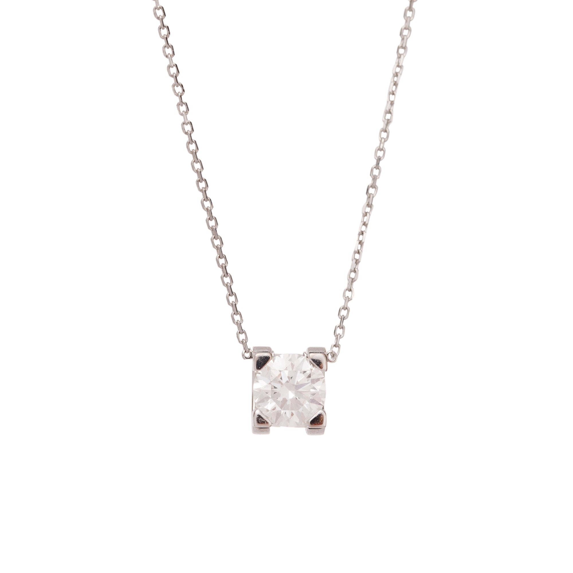 Cartier 18k White Gold C de Cartier 1.09 tcw. Diamond Pendant Necklace w/ GIA Certificate