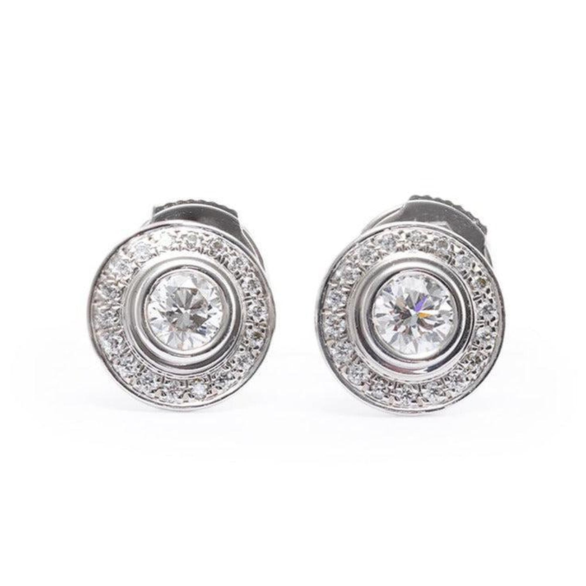 Cartier 18k White Gold D'Amour Pave Diamond Stud Earrings w/ Receipt & Certificate