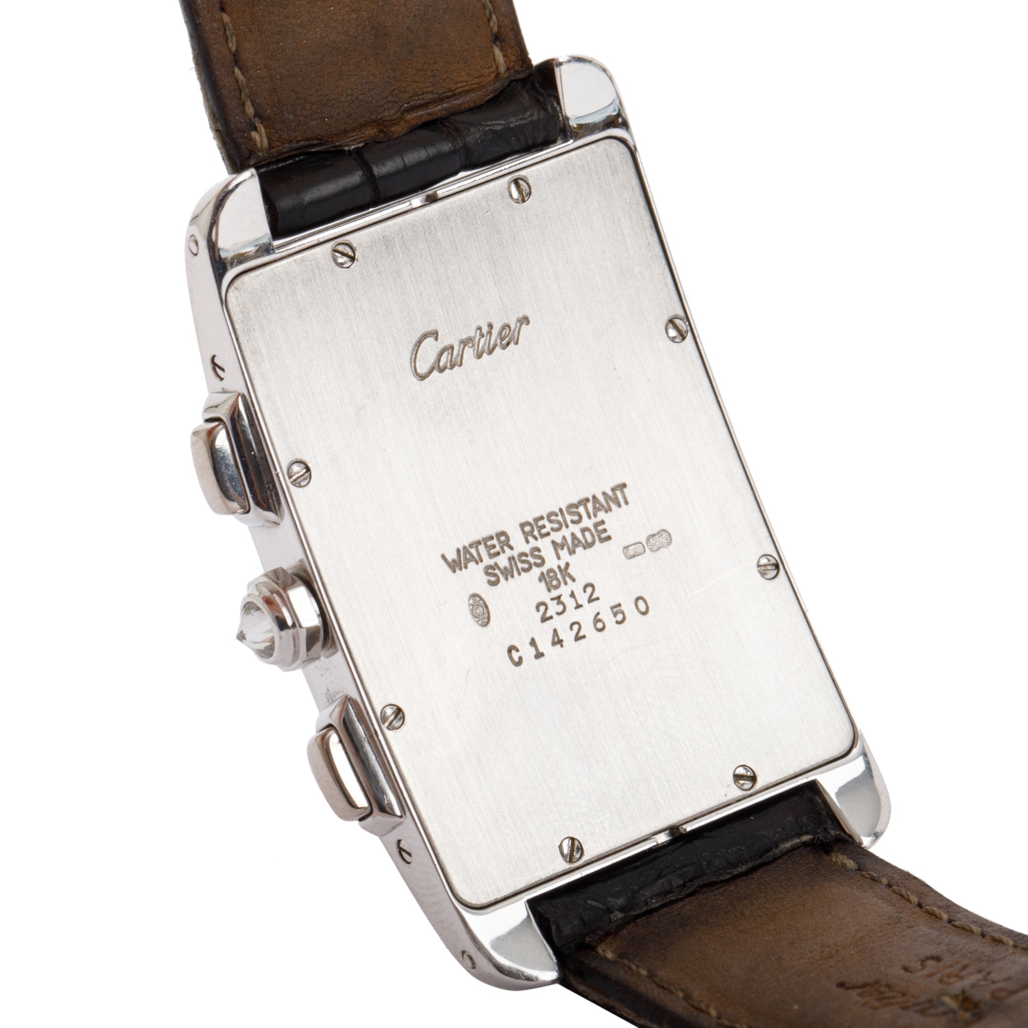 Cartier 18k White Gold Diamond Bezel Tank Americaine Chronoflex Watch