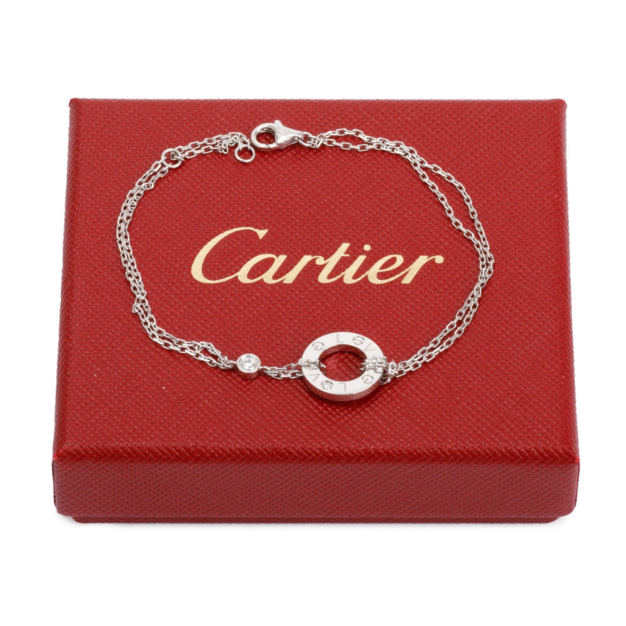 Cartier 18k White Gold Diamond Circle Love Bracelet w/ Box