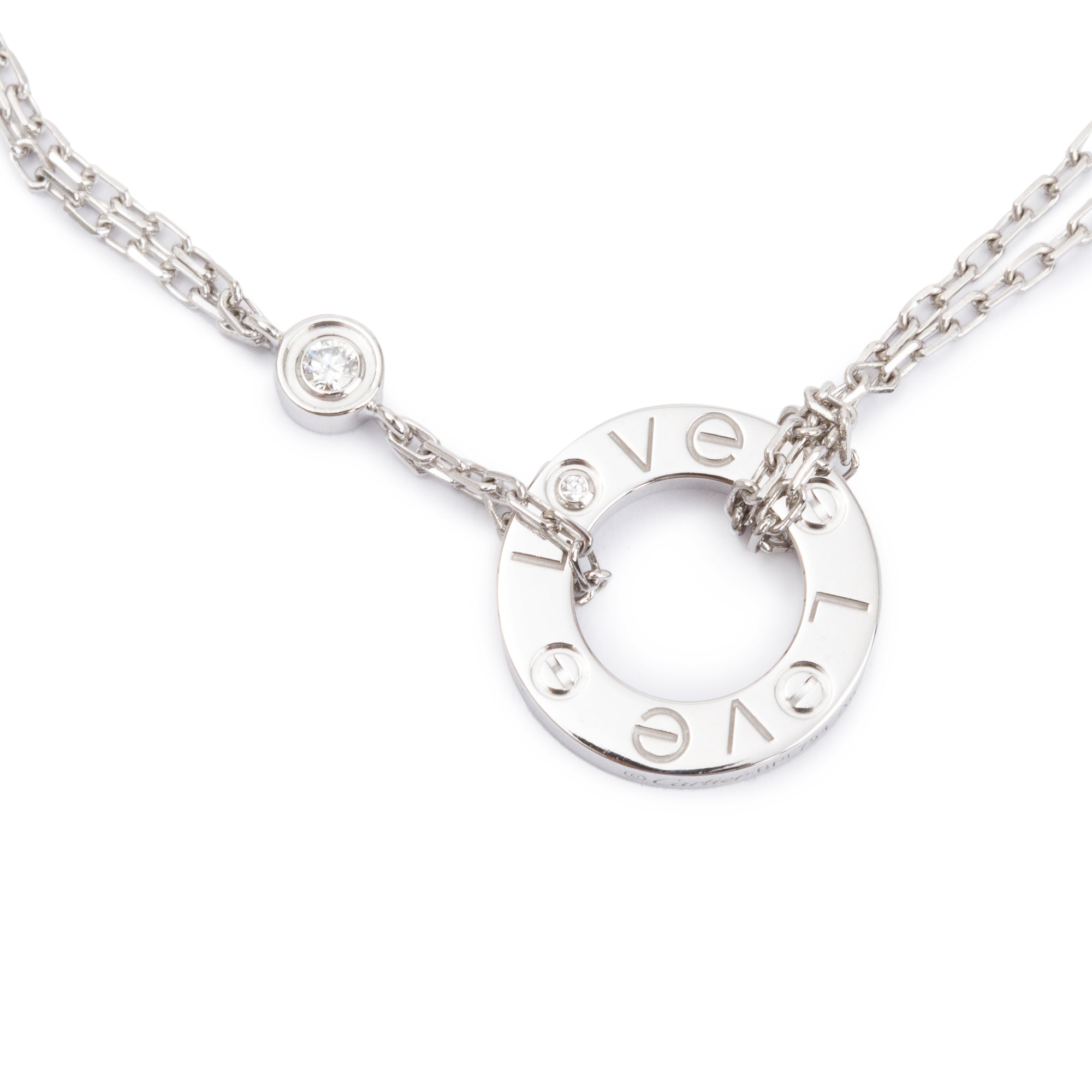 Cartier 18k White Gold Diamond Circle Love Bracelet w/ Box