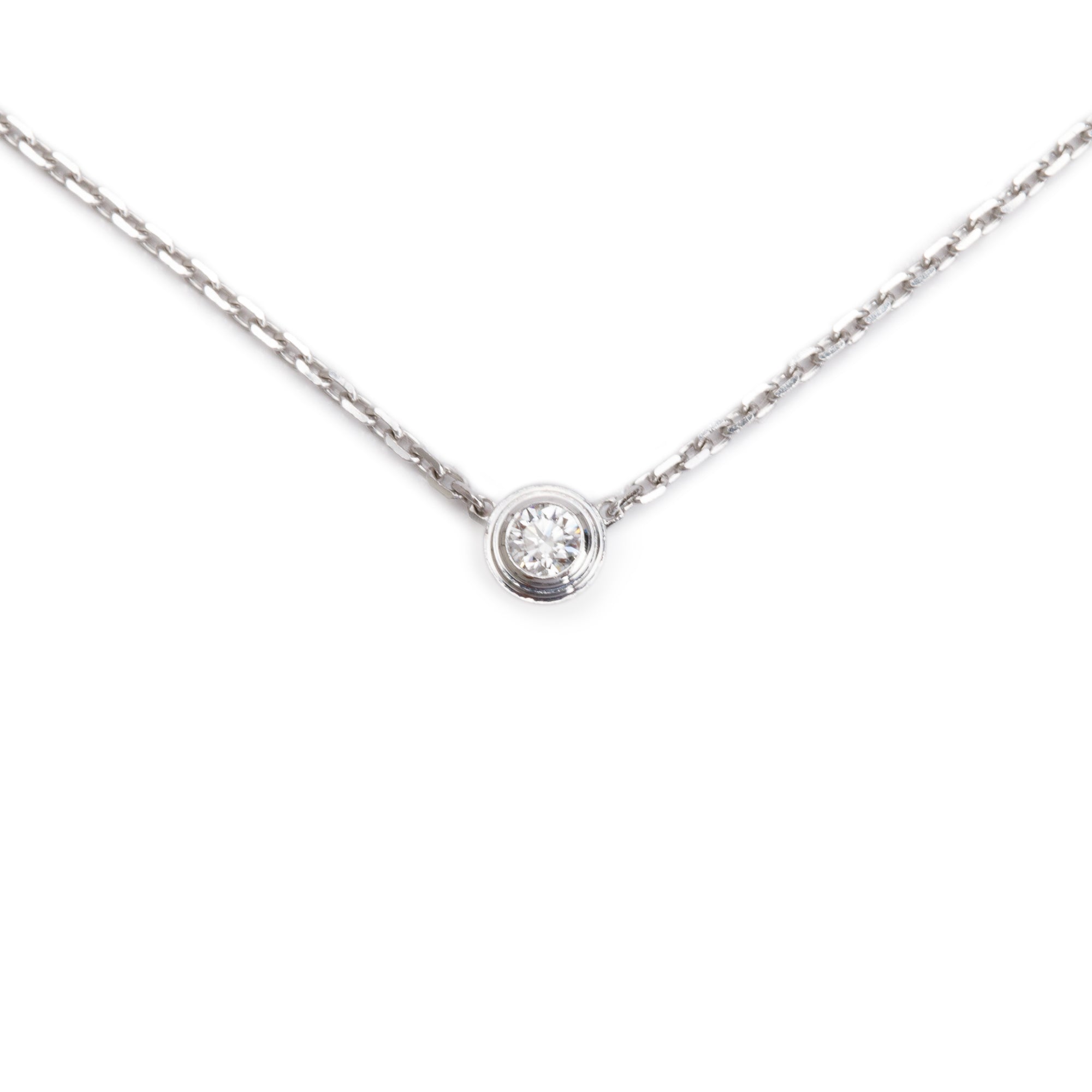 Cartier 18k White Gold Diamond D'Amour Pendant Necklace, XS Model w/ Box & Certificate