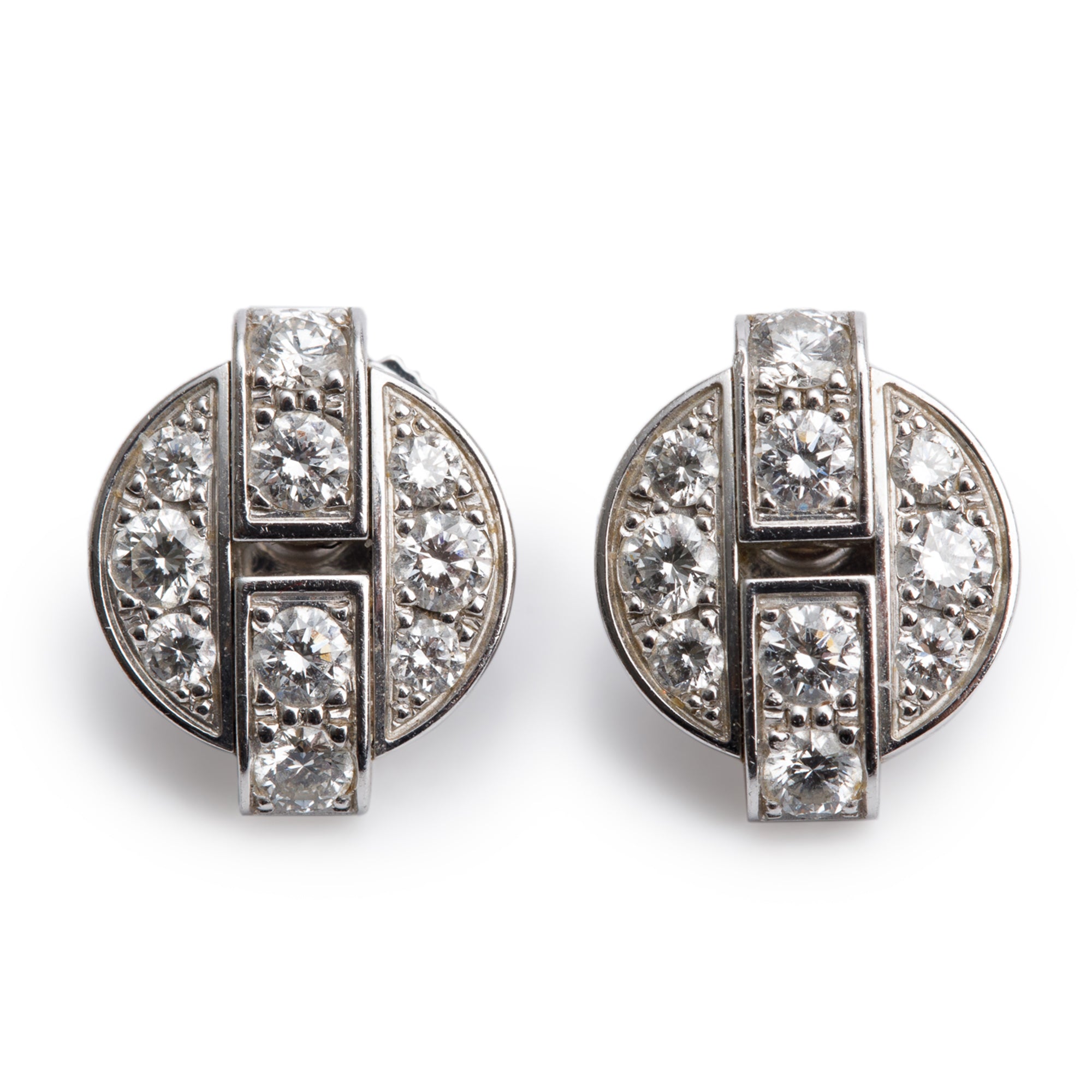 Cartier 18k White Gold Diamond Himalia Stud Earrings