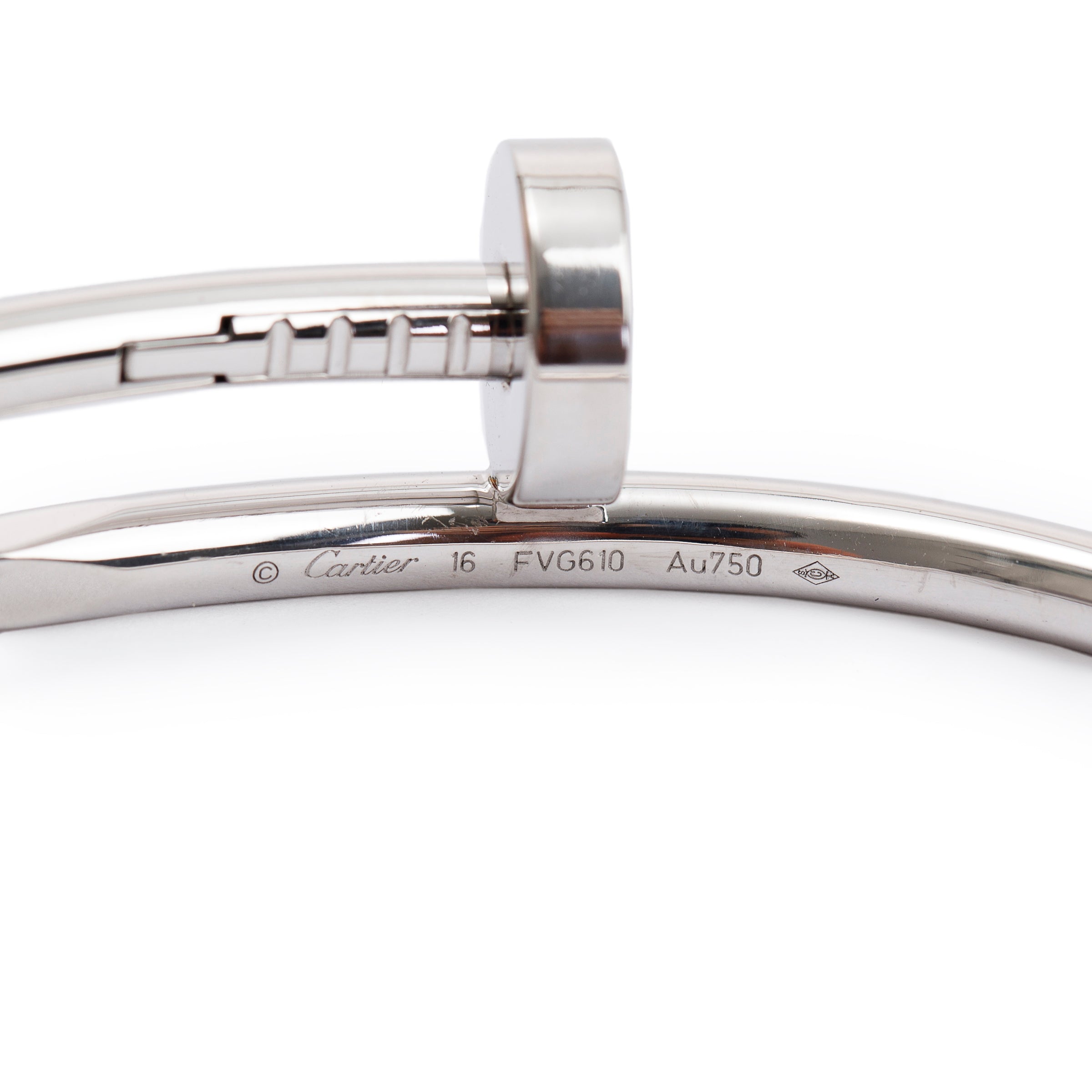 Cartier 18k White Gold Juste Un Clou Bracelet, Size 16 w/ Box & Certificate