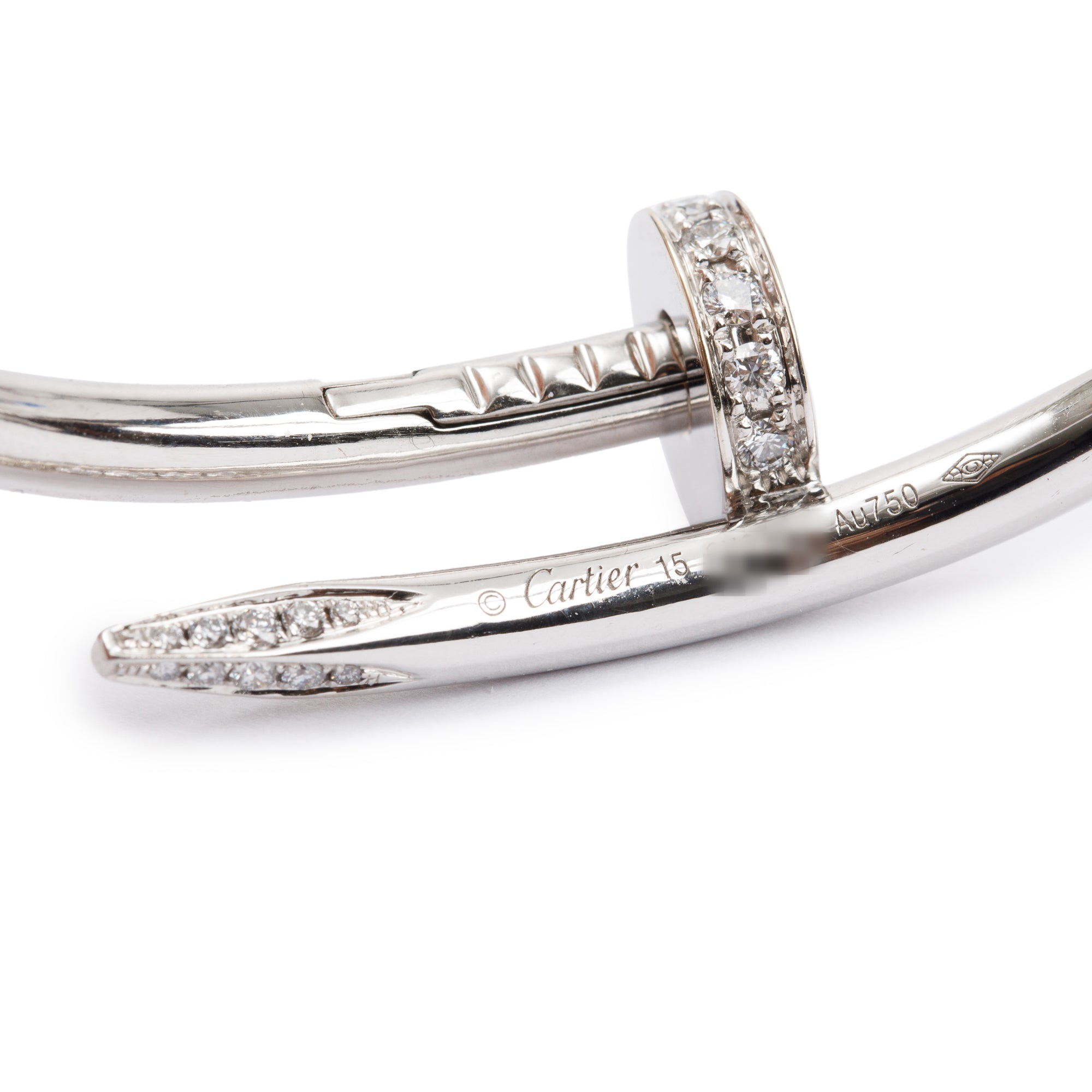 Cartier 18k White Gold Juste Un Clou Diamond Bracelet, Size 15