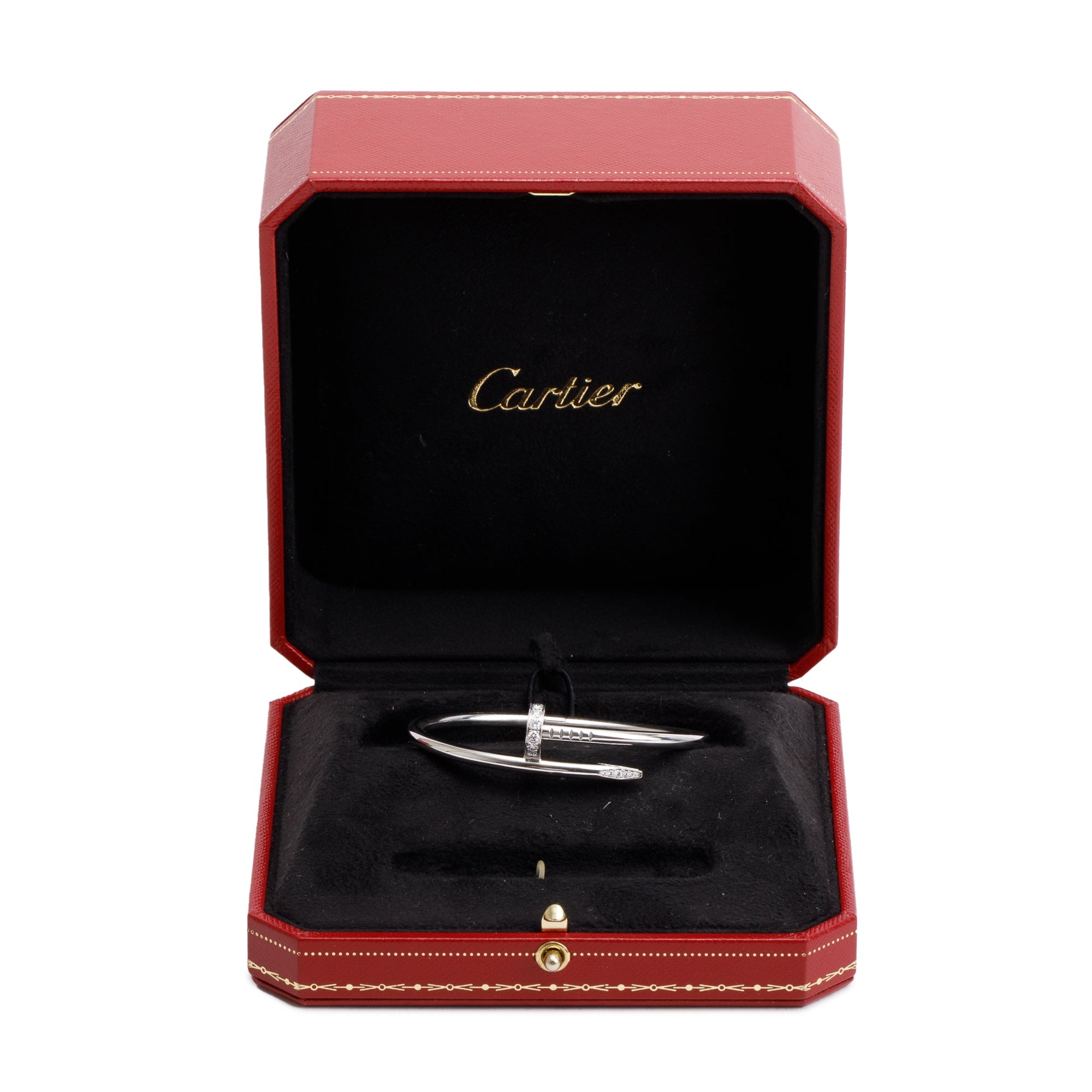 Cartier 18k White Gold Juste Un Clou Diamond Bracelet, Size 16 w/ Box