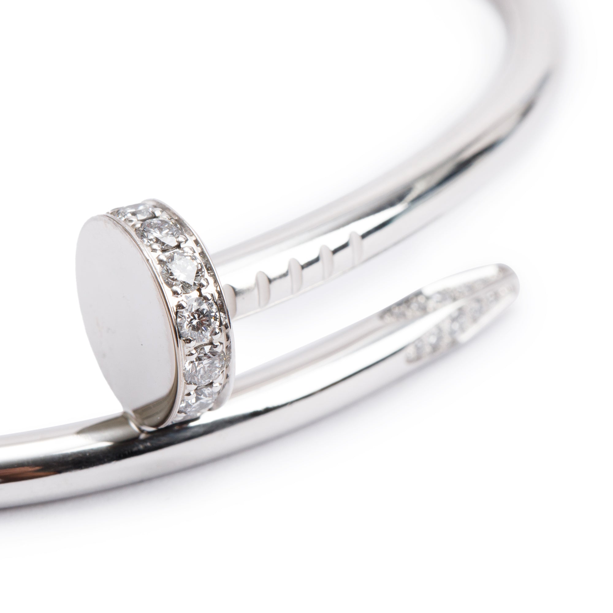 Cartier 18k White Gold Juste Un Clou Diamond Bracelet, Size 16 w/ Box