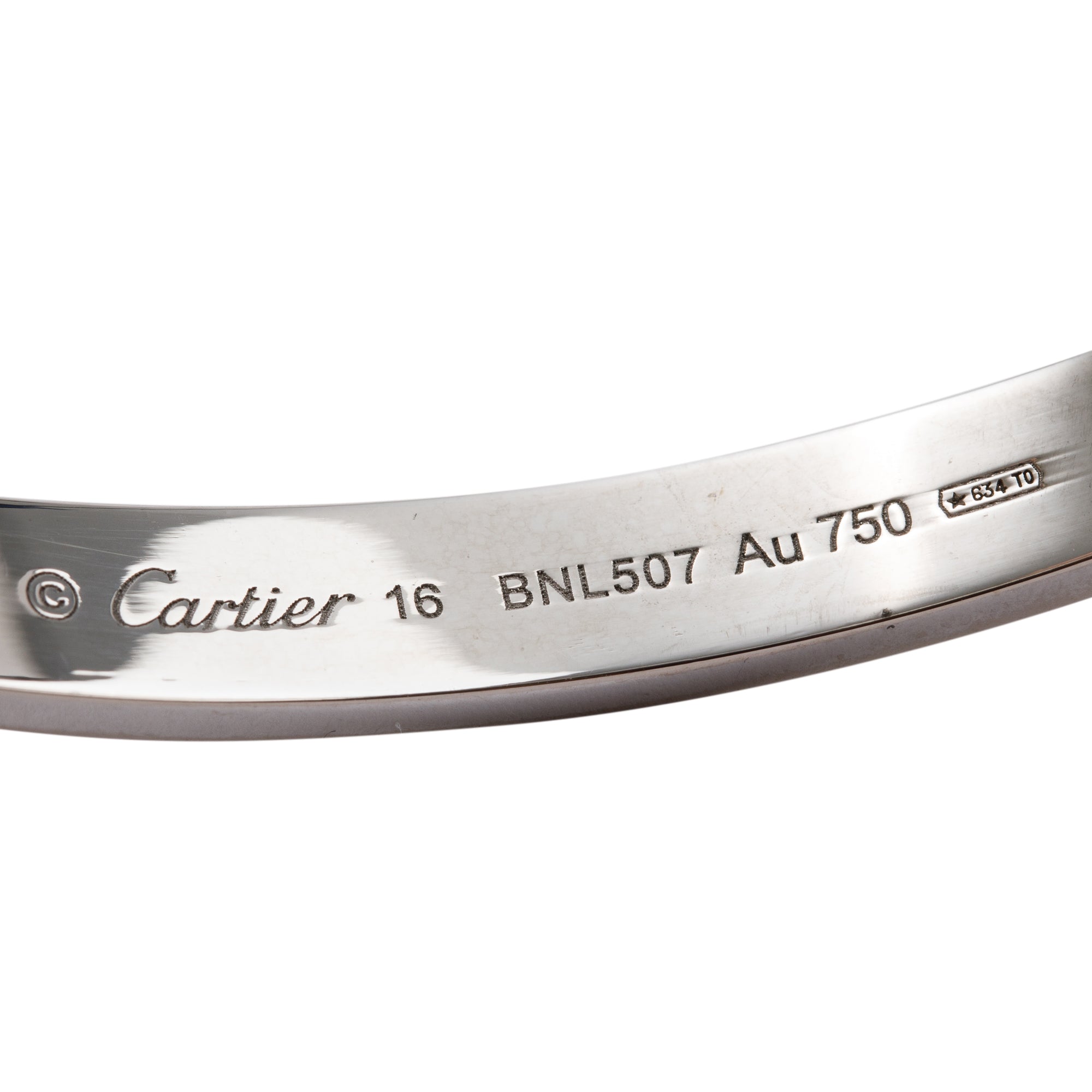 Cartier 18k White Gold Love Bracelet Size 16