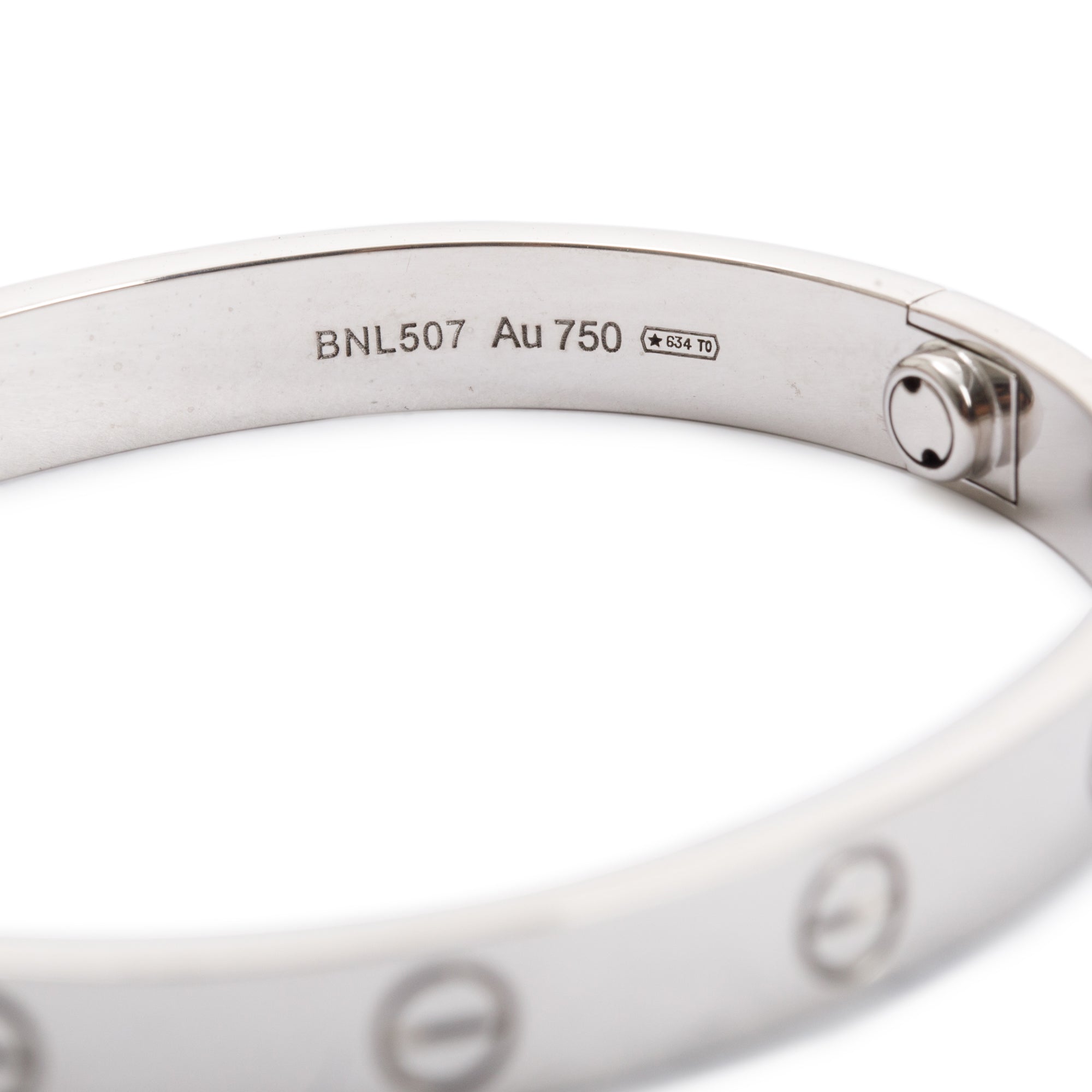 Cartier 18k White Gold Love Bracelet, Size 16