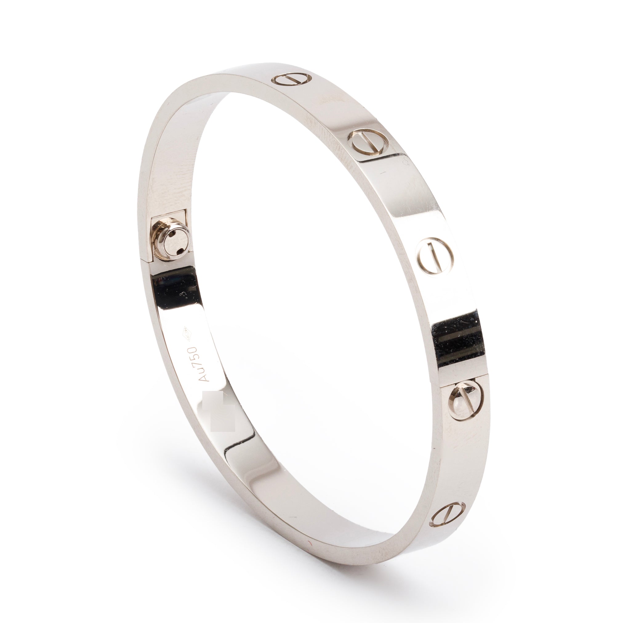 Cartier 18k White Gold Love Bracelet, Size 18 w/ Box & Certificate