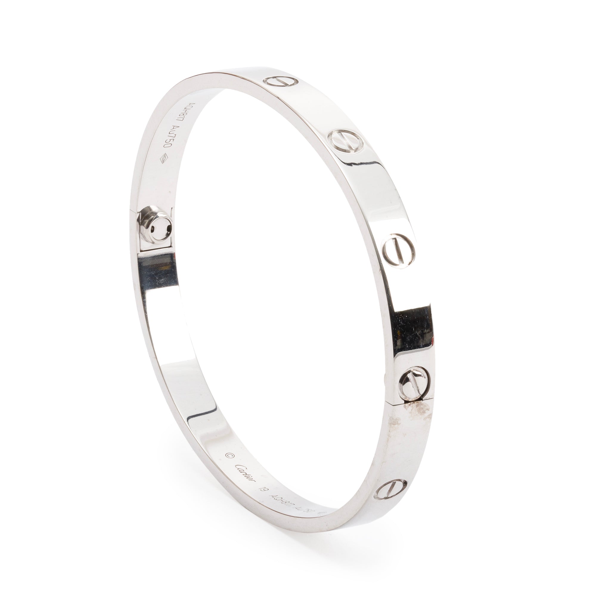 Cartier 18k White Gold Love Bracelet, Size 19