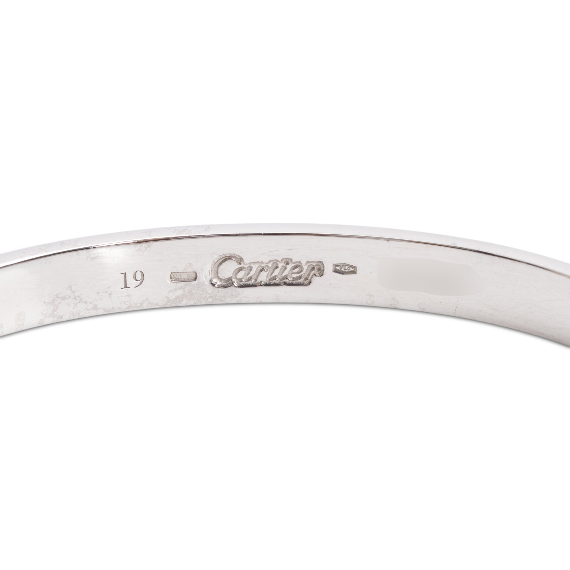 Cartier 18k White Gold Love Bracelet, Size 19