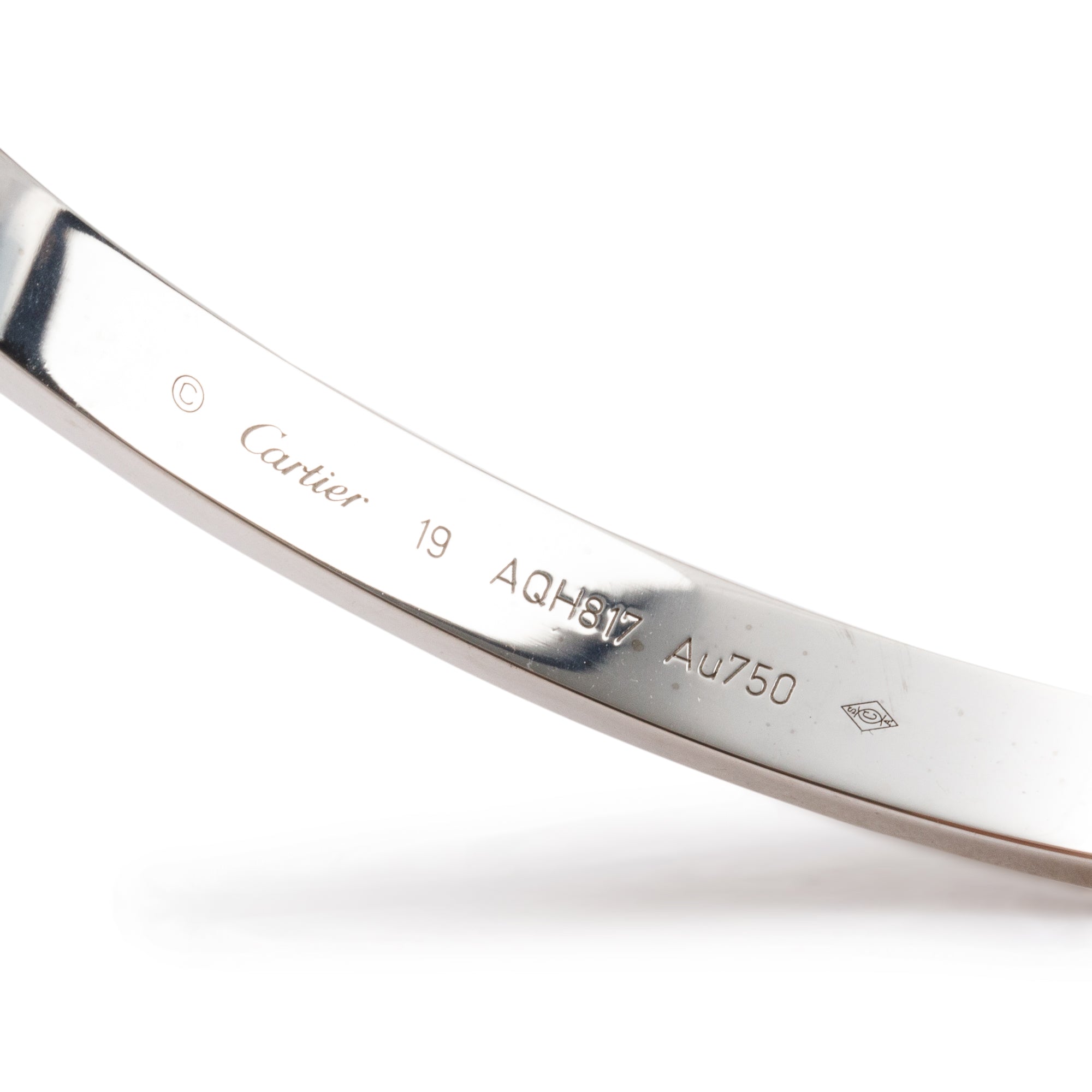 Cartier 18k White Gold Love Bracelet, Size 19