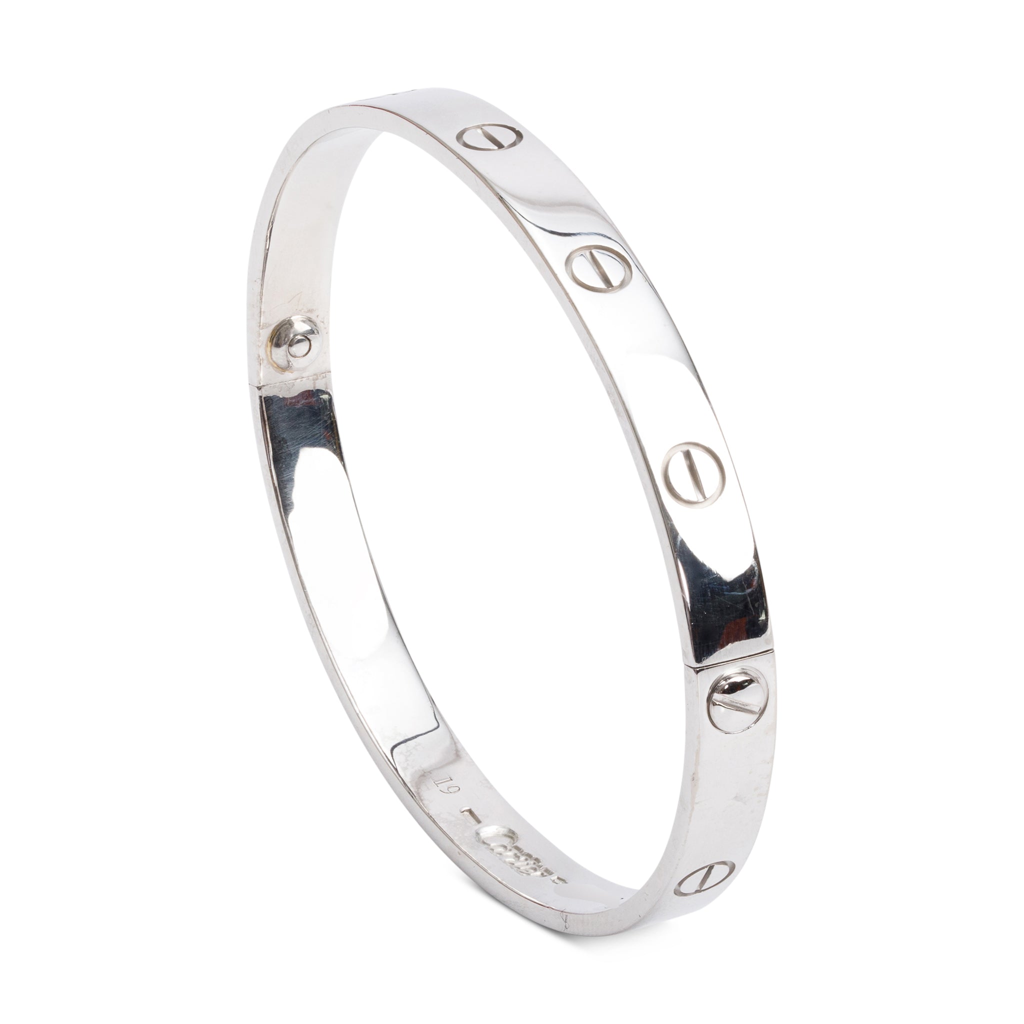 Cartier 18k White Gold Love Bracelet, Size 19