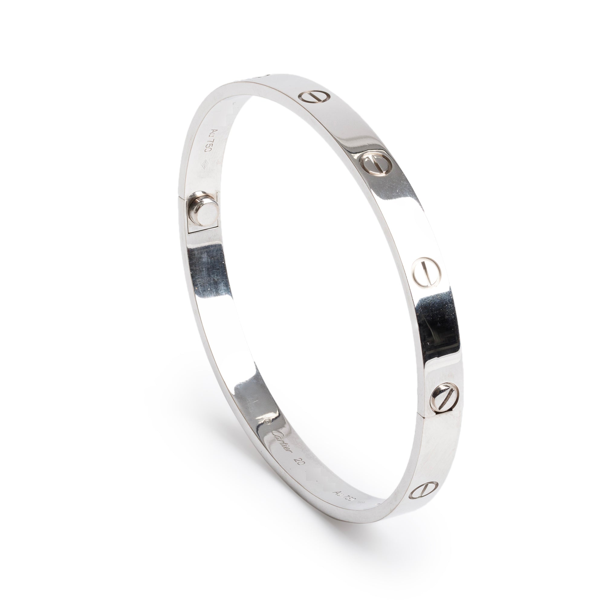 Cartier 18k White Gold Love Bracelet, Size 20