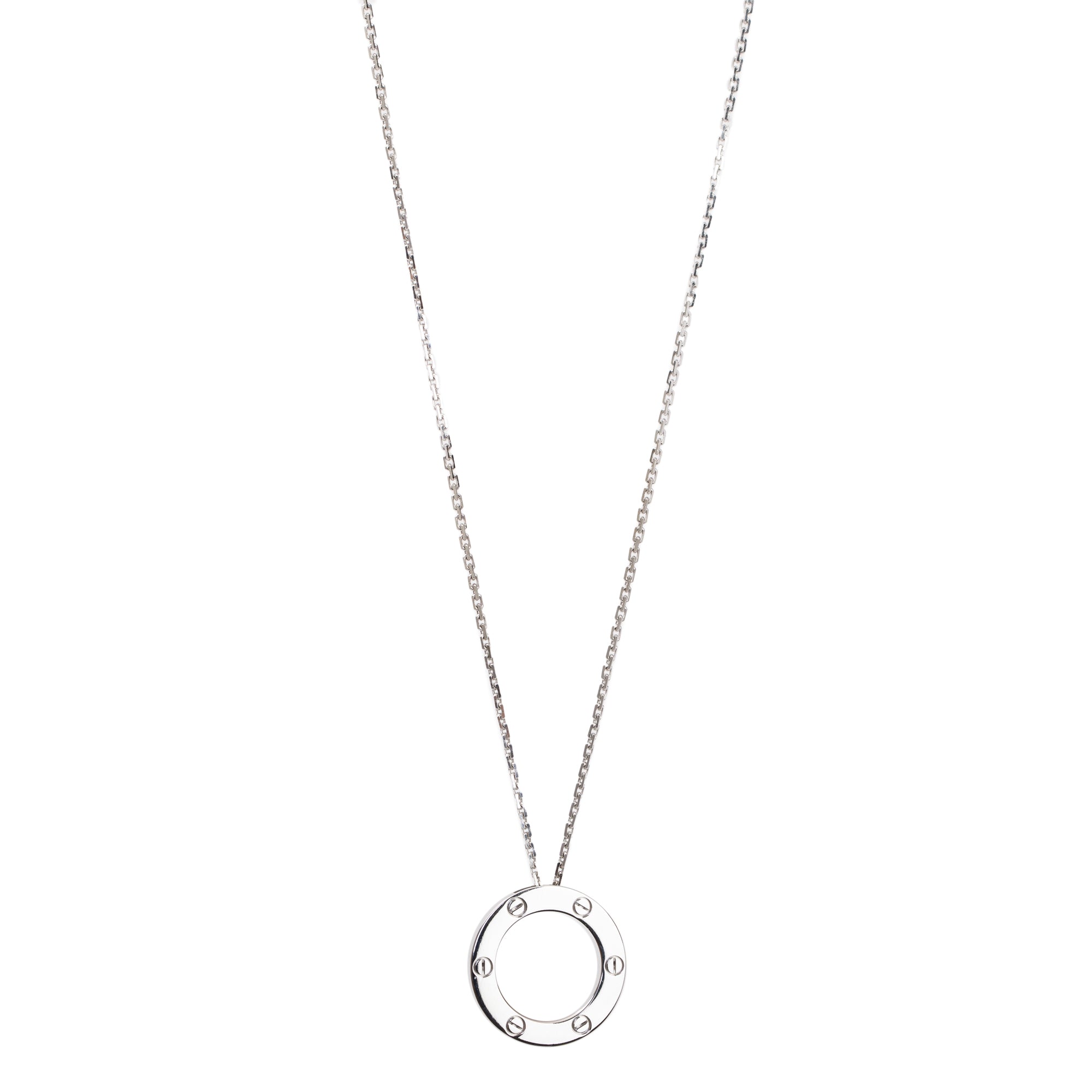 Cartier 18k White Gold Love Pendant Necklace w/ Certificate