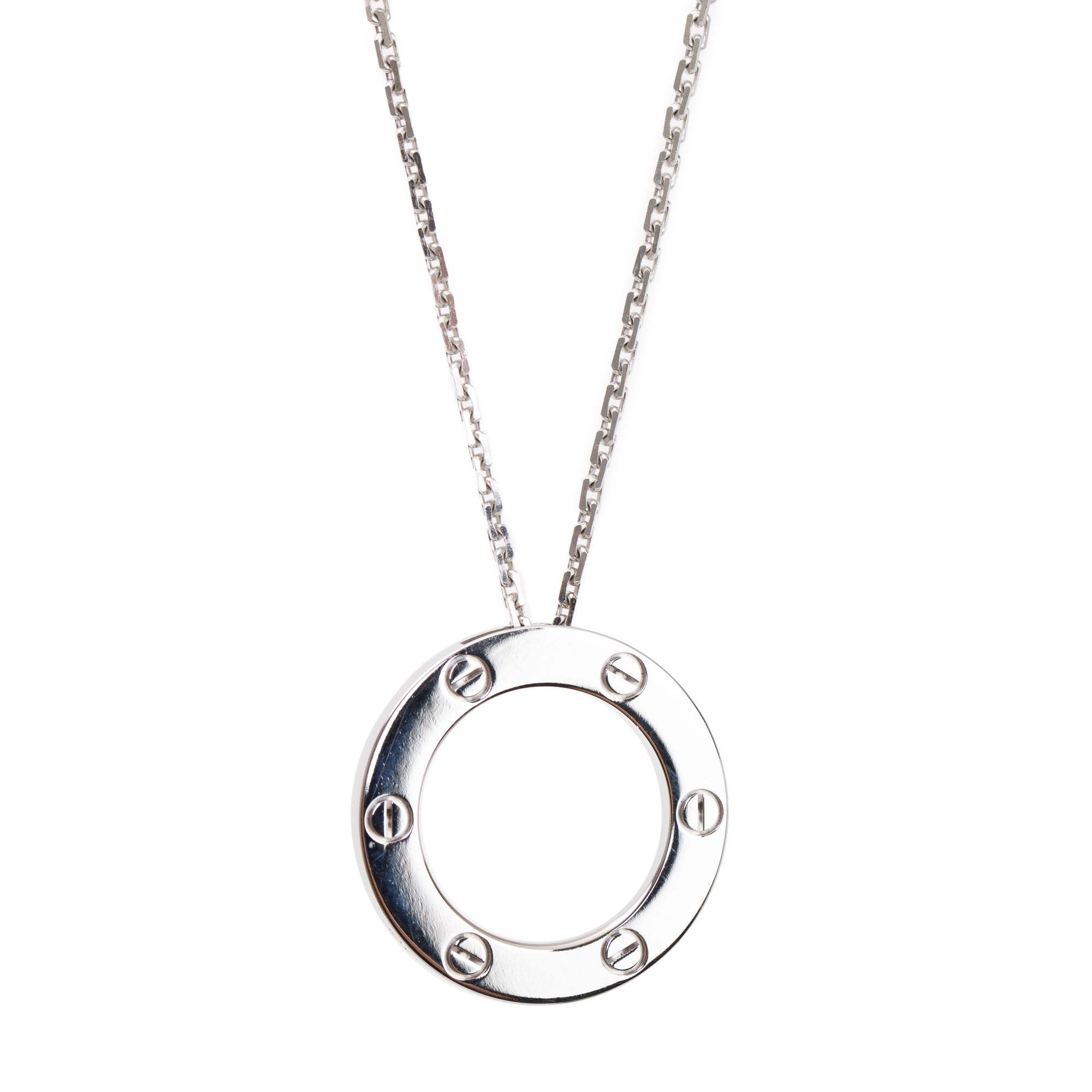 Cartier 18k White Gold Love Pendant Necklace w/ Certificate