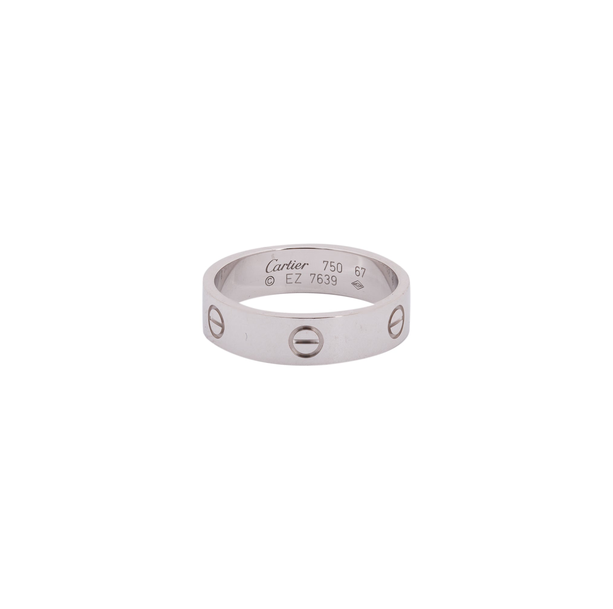 Cartier 18k White Gold Love Ring w/ Box & Certificate