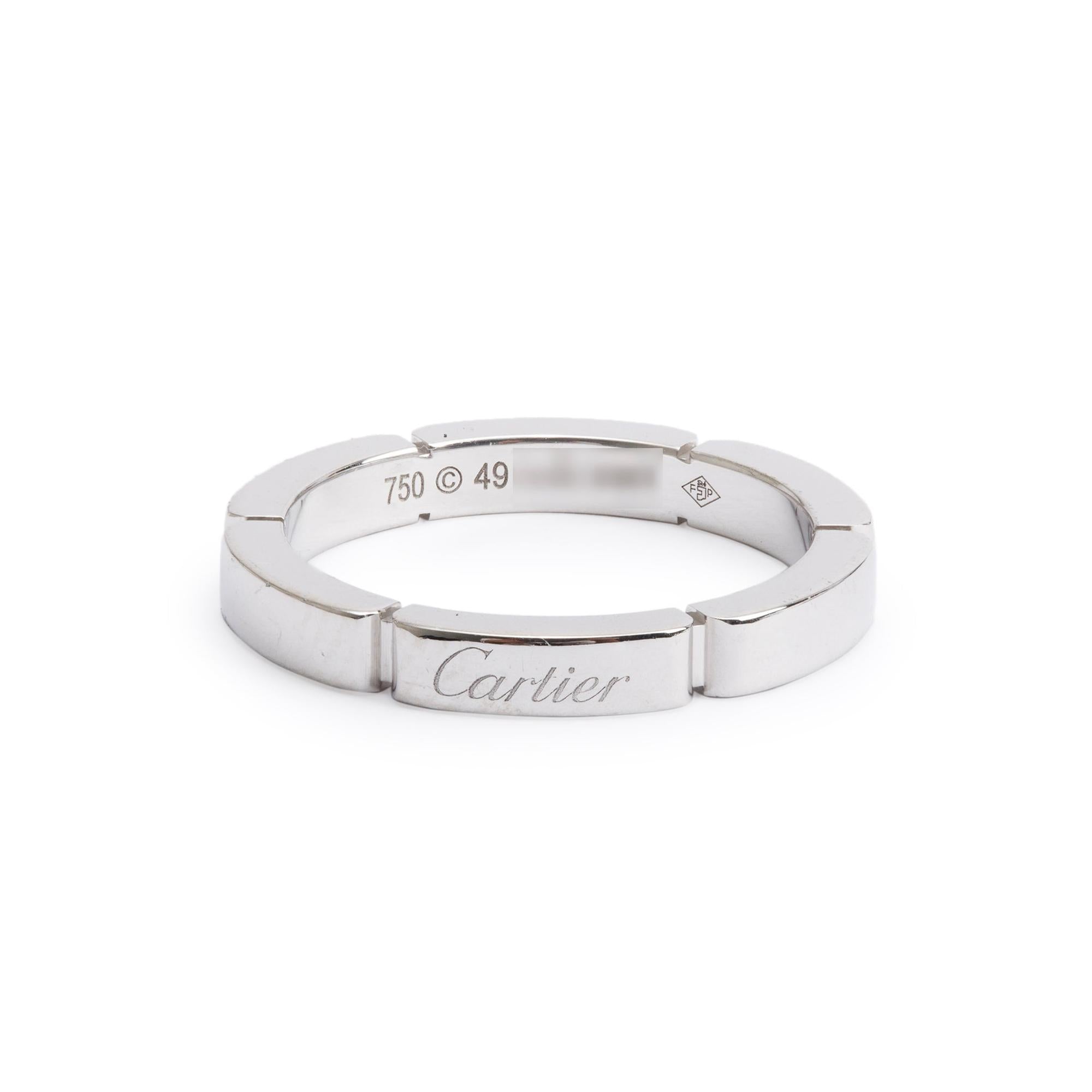 Cartier 18k White Gold Maillon Panthere 2.5 MM Wedding Band Ring, Size 49 5