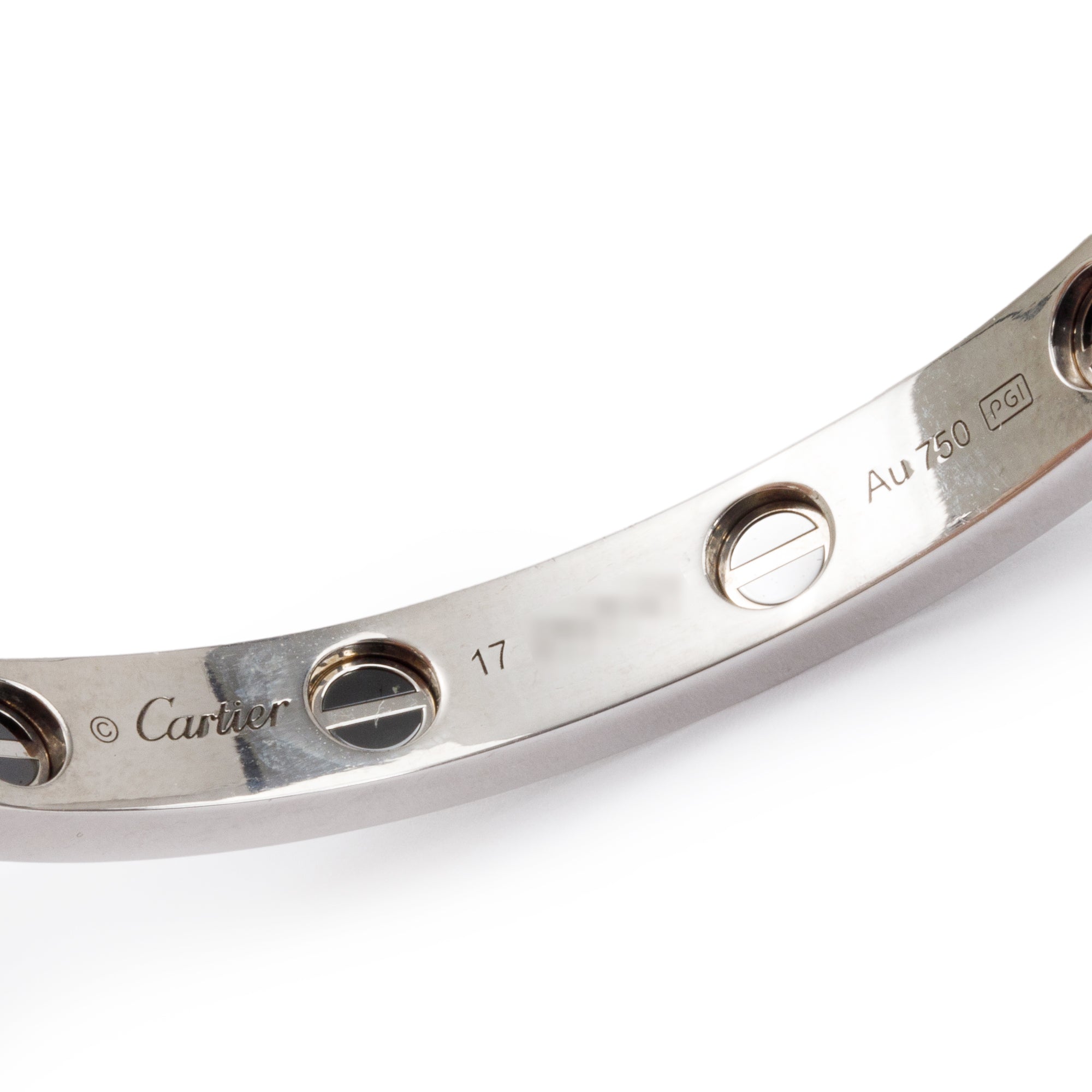 Cartier 18k White Gold Pave Diamond & Black Ceramic Love Bracelet, Size 17 w/ Box